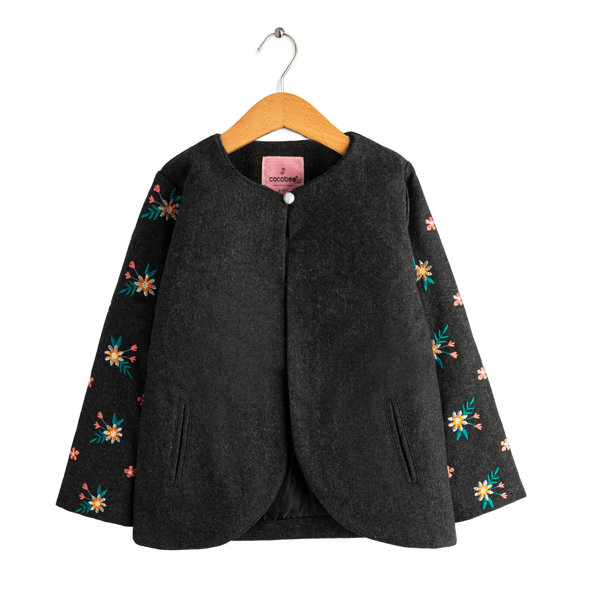 Charcoal Embroidered Coat