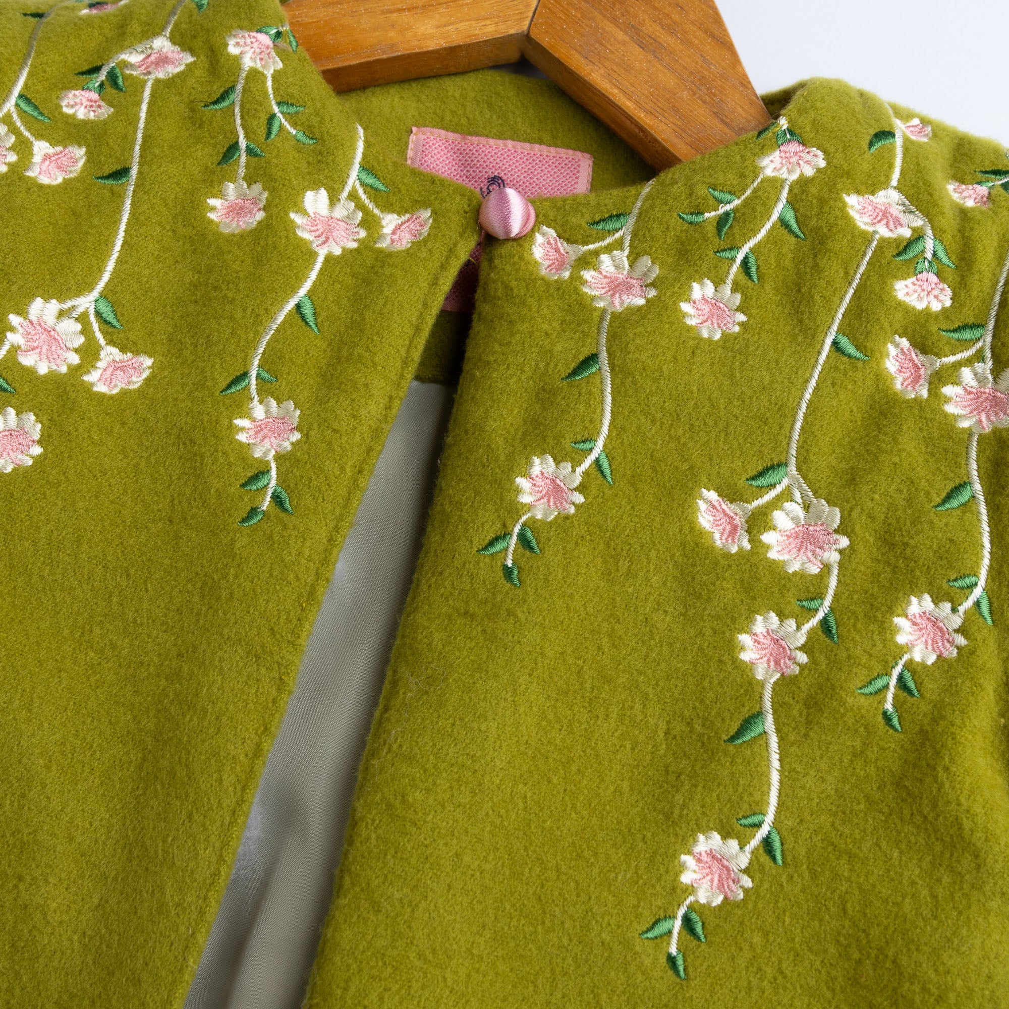 Embellished Green Woollen Coat - Image 2