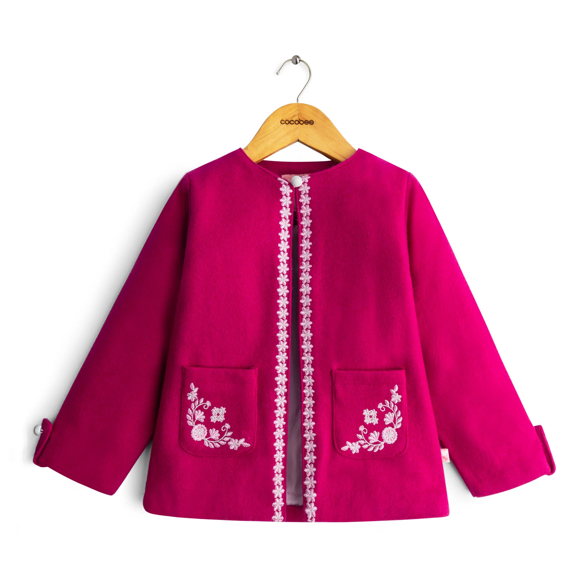 Vivid Pink Embroidered Coat