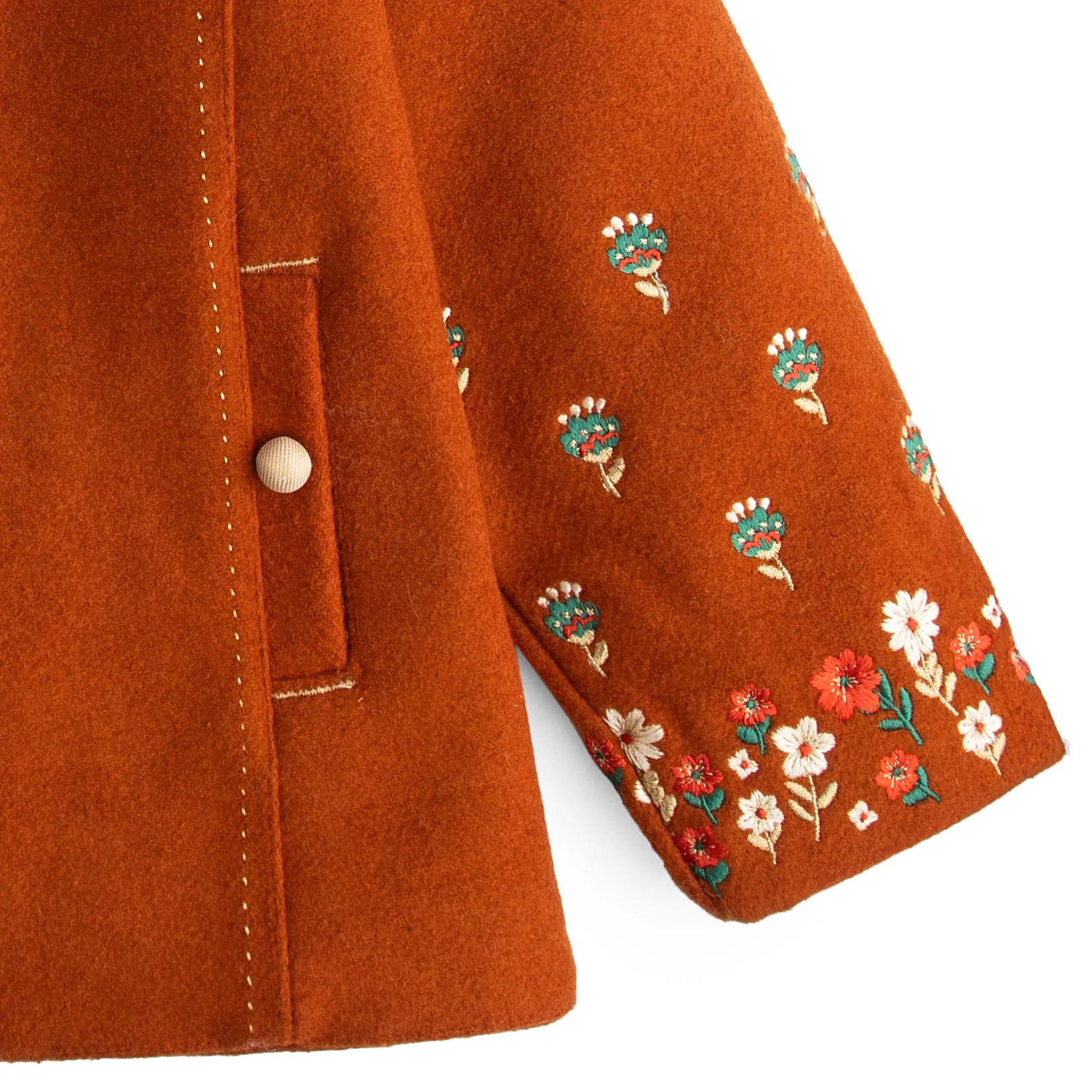 Floral Rust Embroidered Coat - Image 2