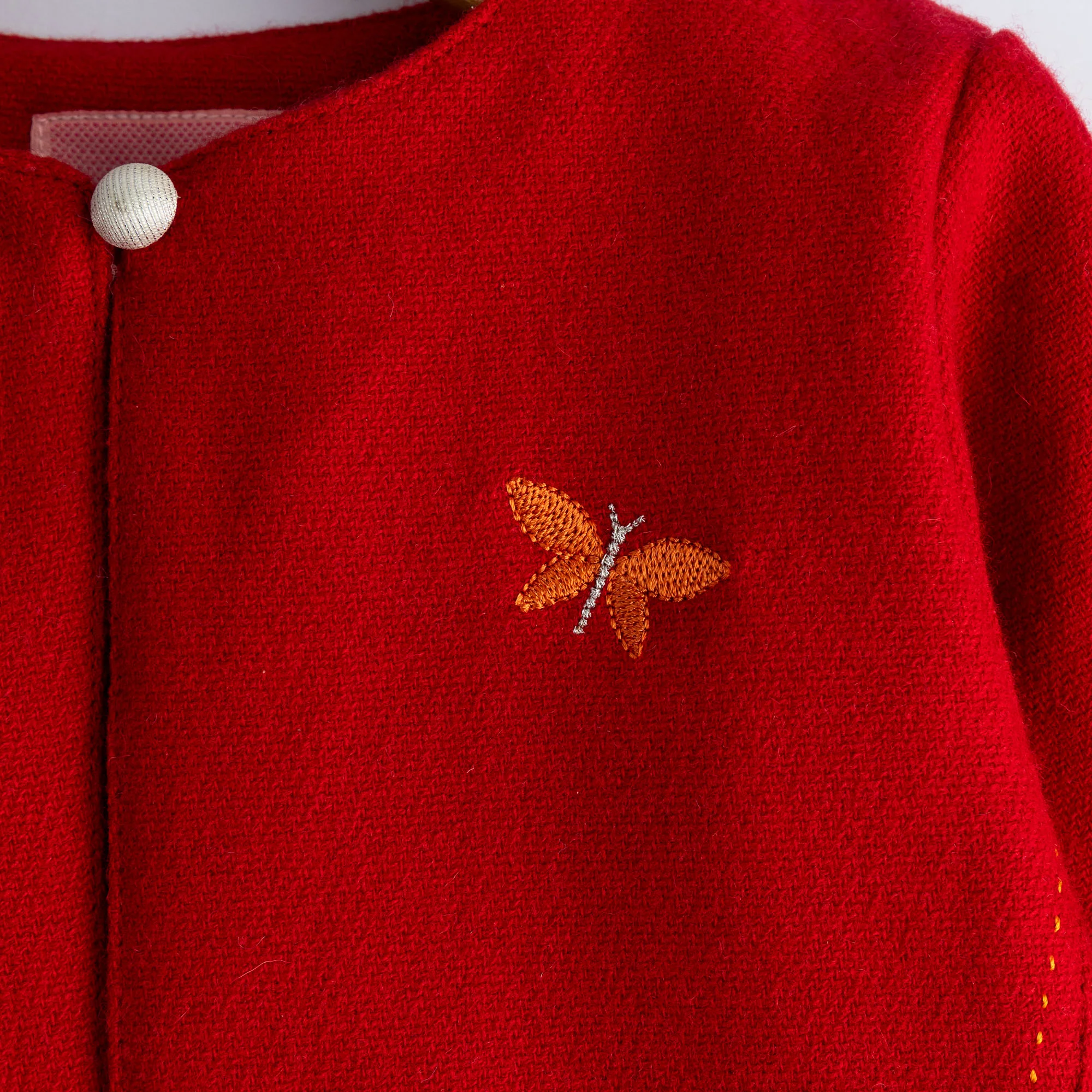 Garnet Red Embroidered Coat - Image 2
