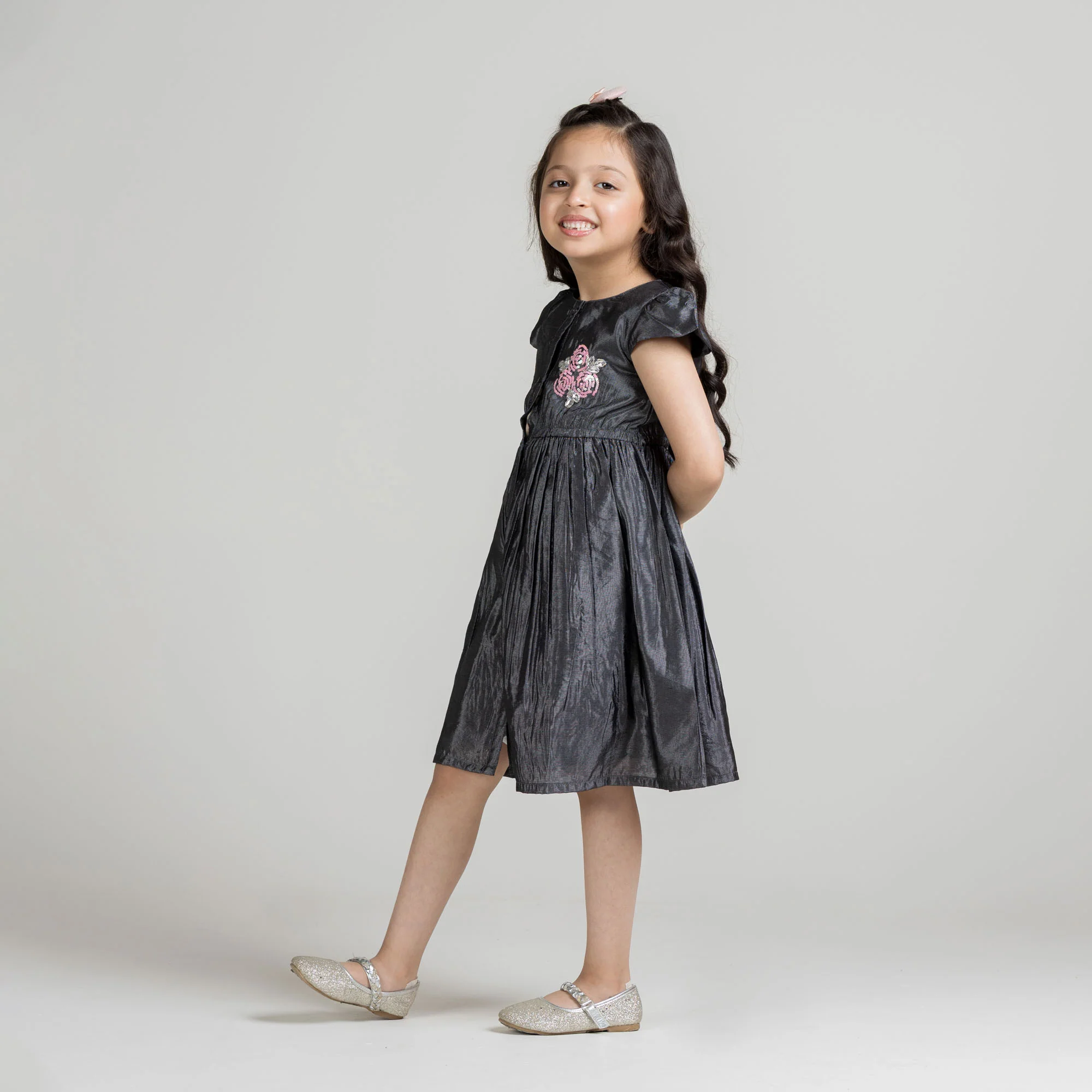 Charcoal Party Dress Frock - Image 3