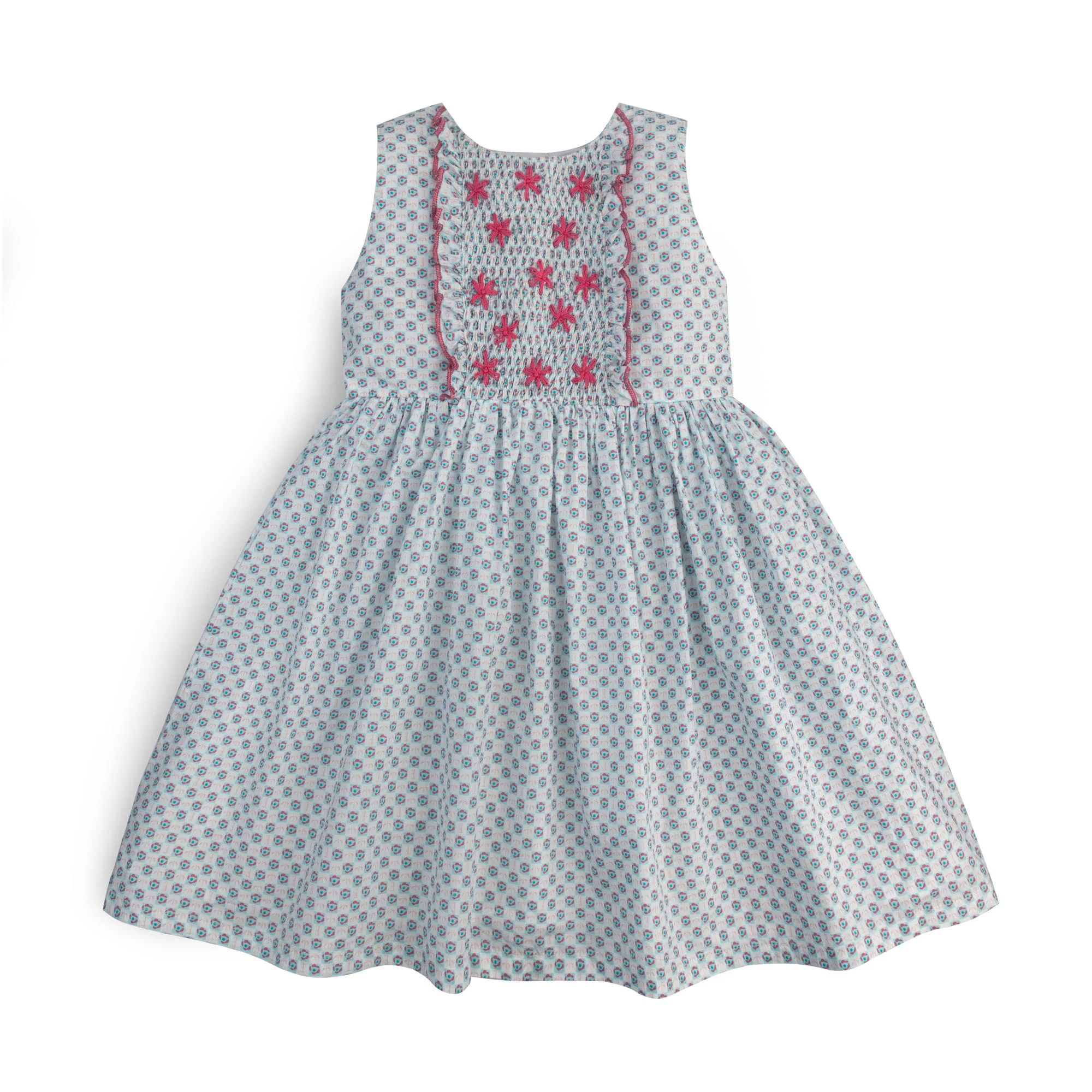 Ice-Blue Smocked Frock