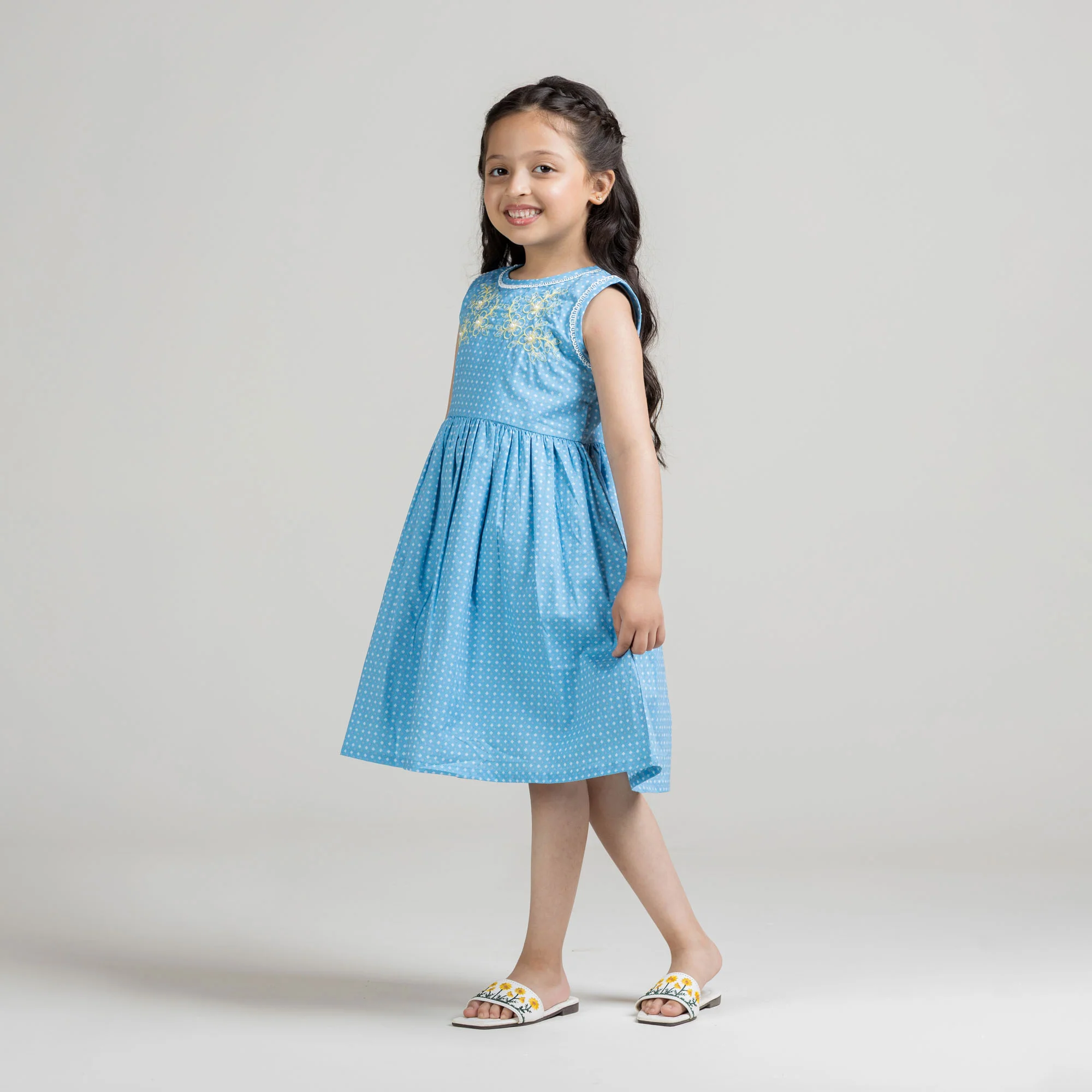 Springily Sky Embroidered Frock - Image 3