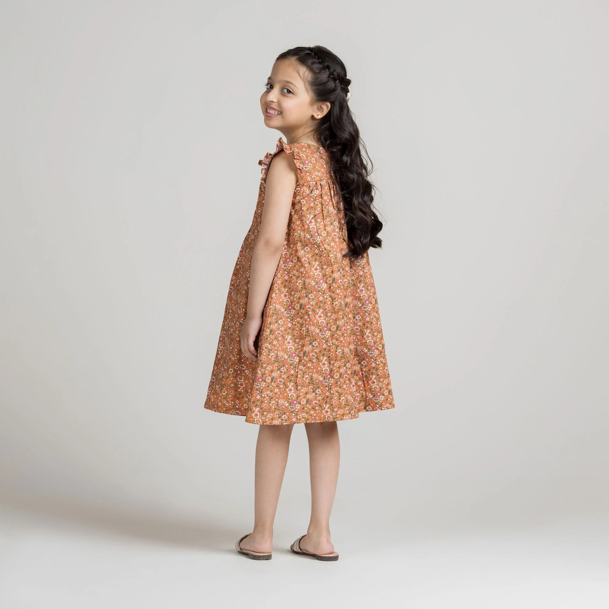 Rust Floral Smocked Frock - Image 3