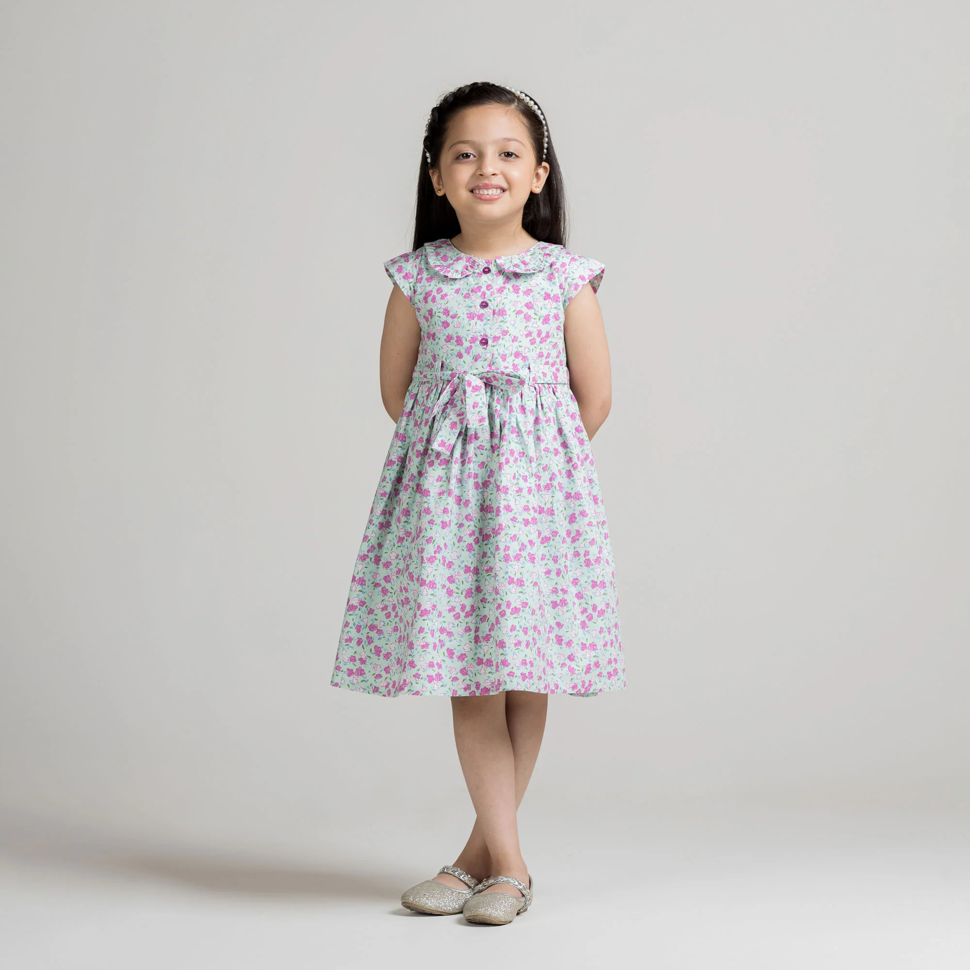 Pink Floral Printed Frock - Image 2