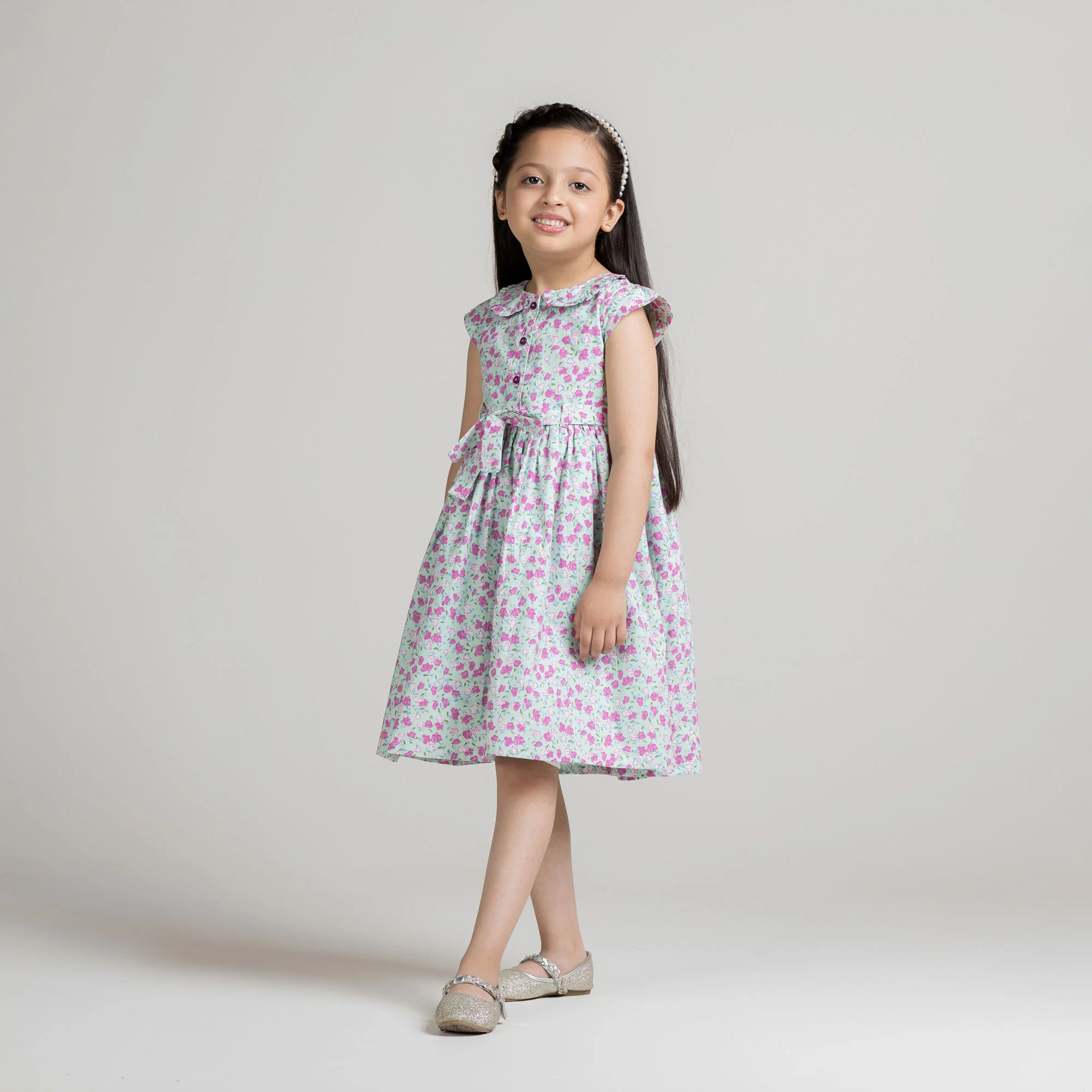 Pink Floral Printed Frock - Image 3