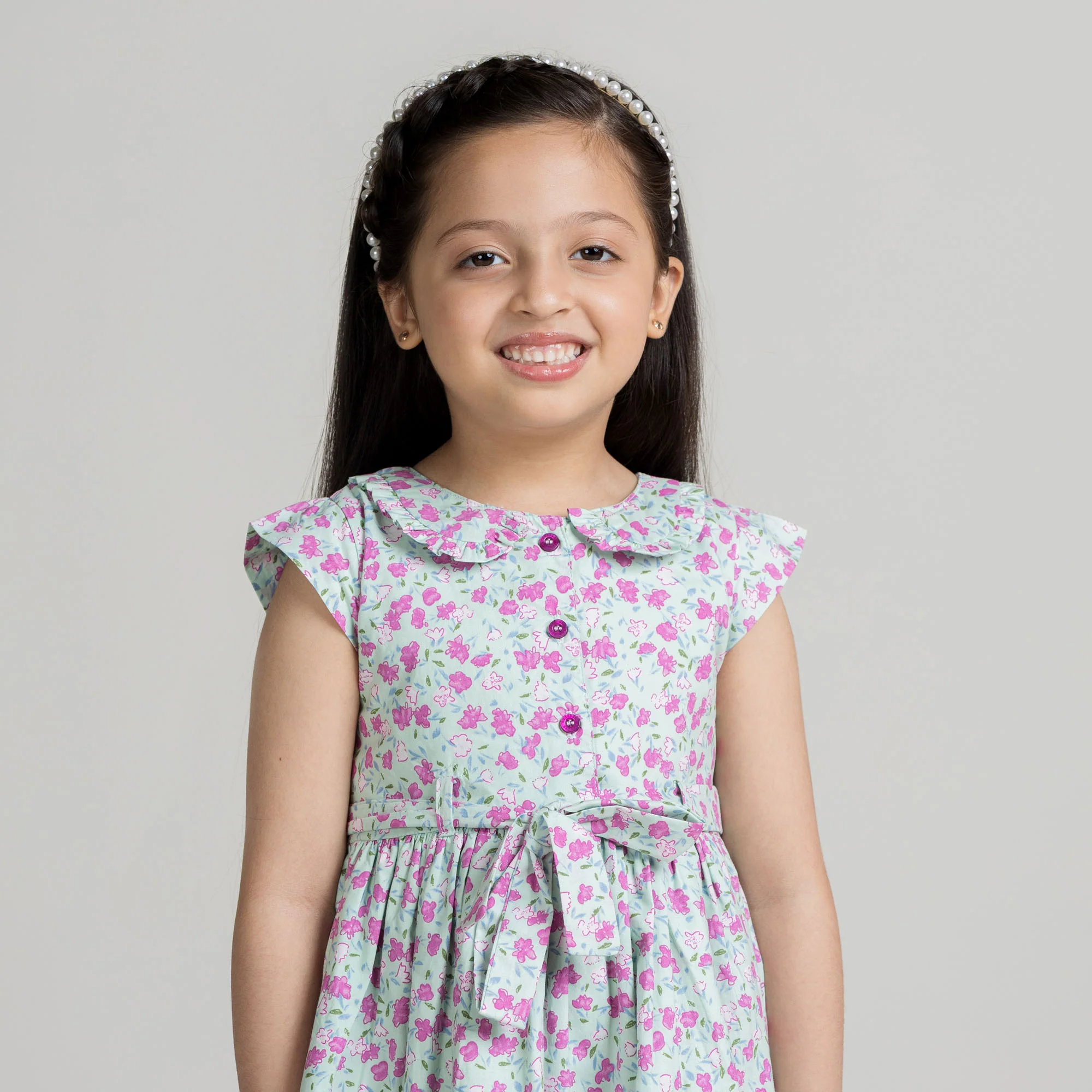 Pink Floral Printed Frock - Image 4