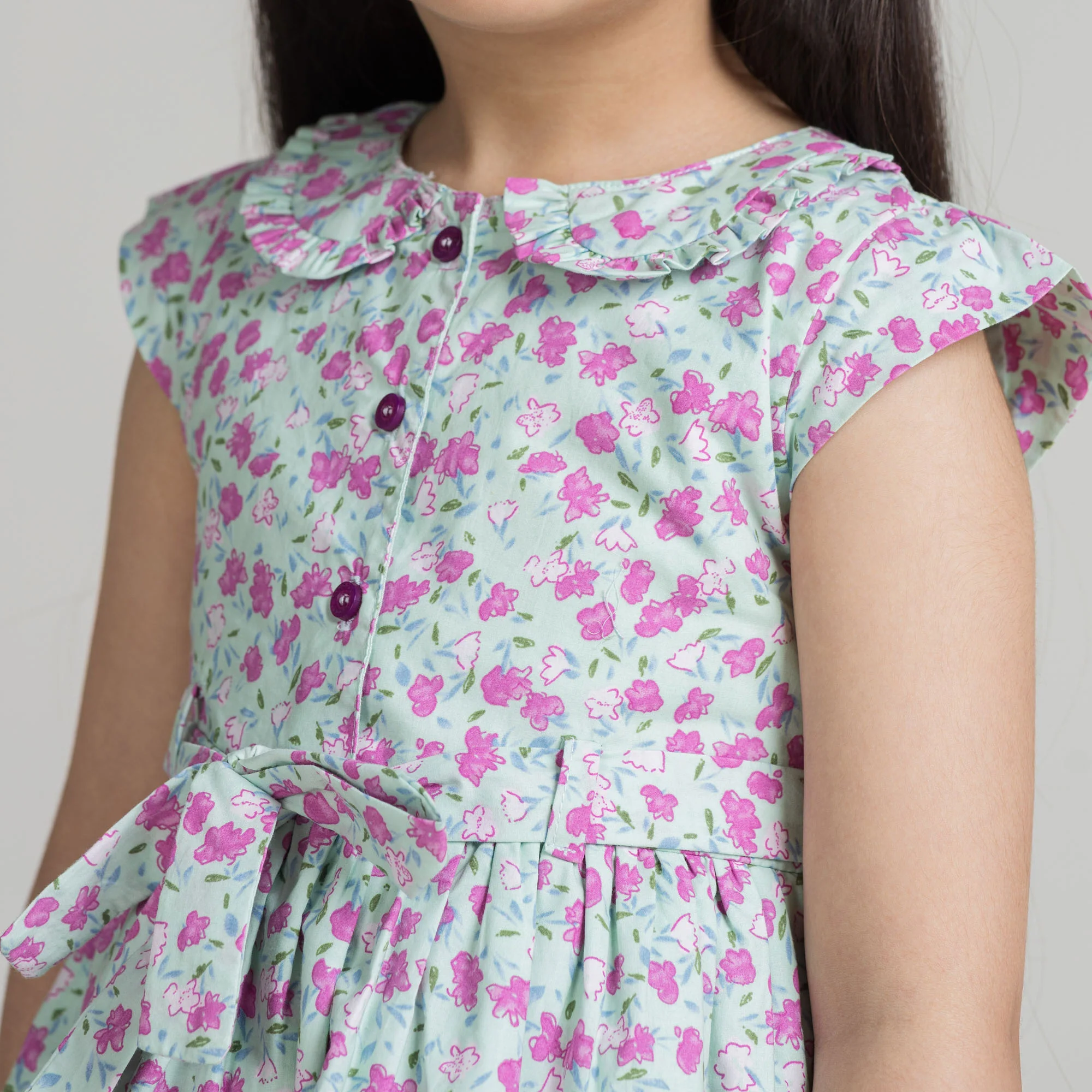 Pink Floral Printed Frock - Image 5