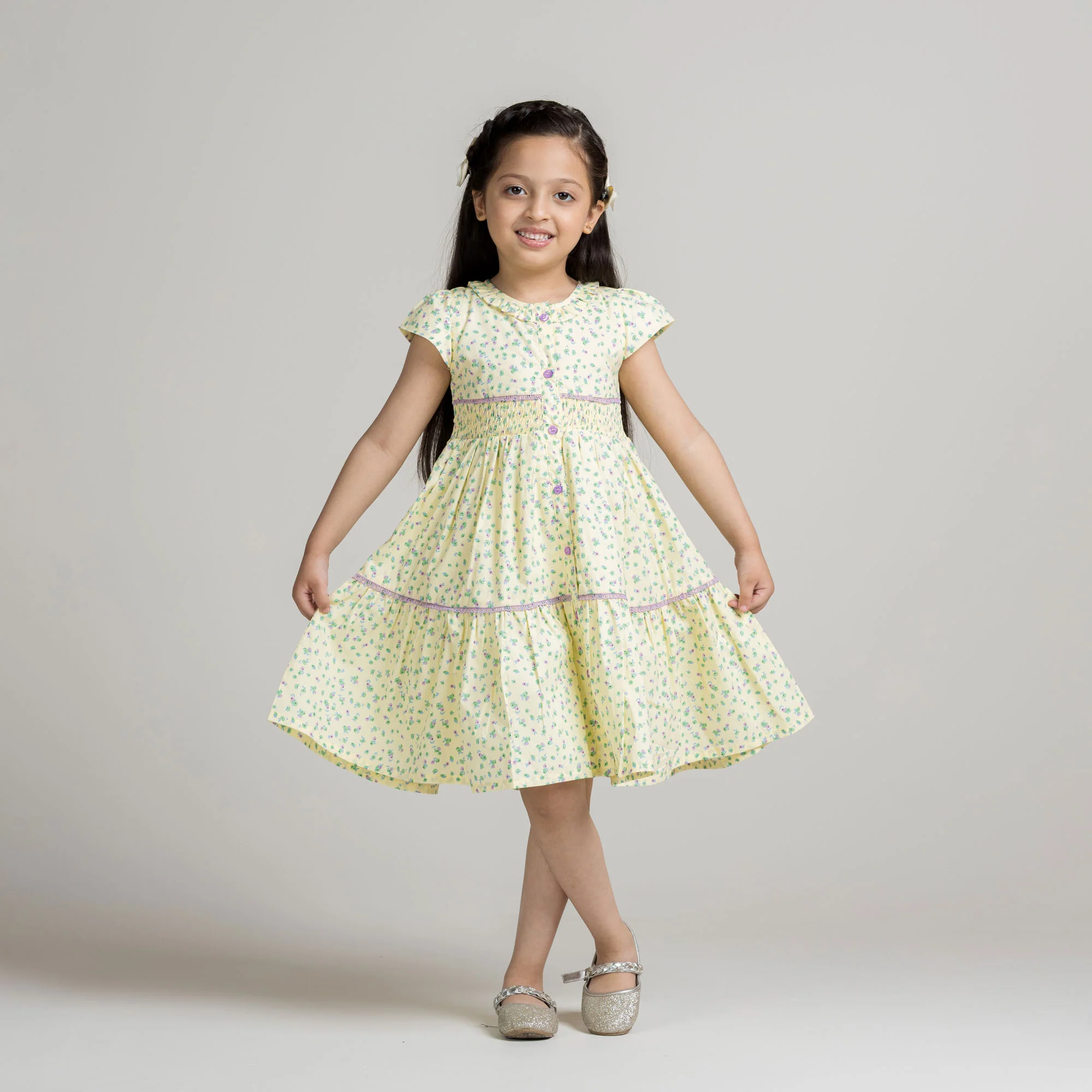 Light Yellow Floral Printed Frock
