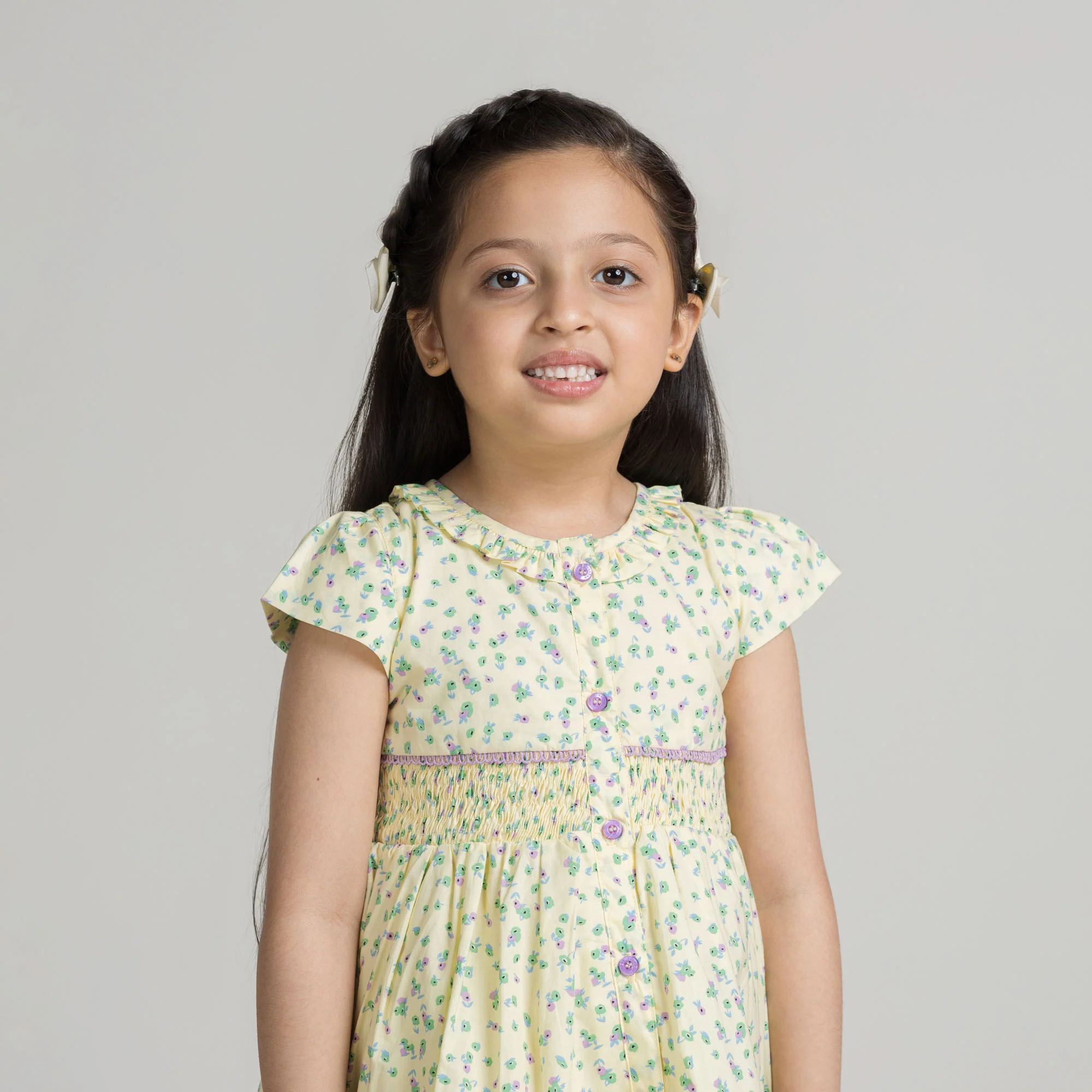 Light Yellow Floral Printed Frock - Image 4