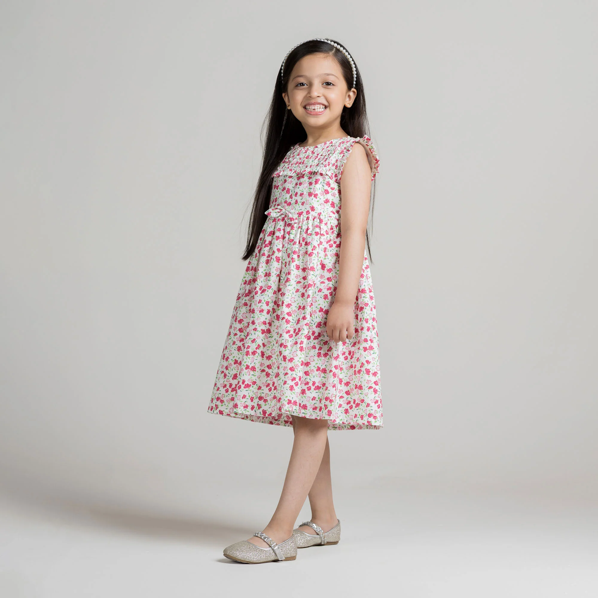 Pink Floral Smocked Frock - Image 3