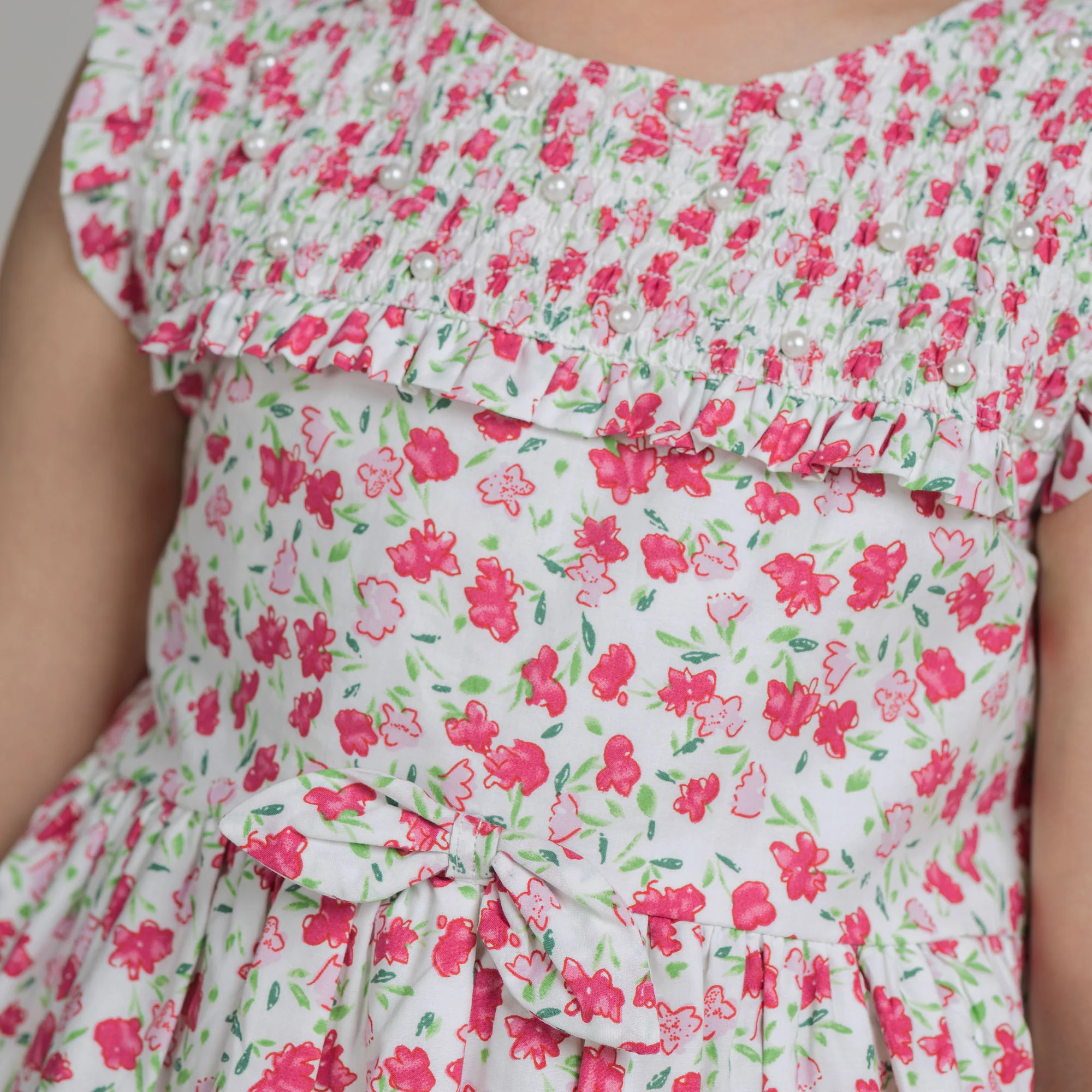 Pink Floral Smocked Frock - Image 5