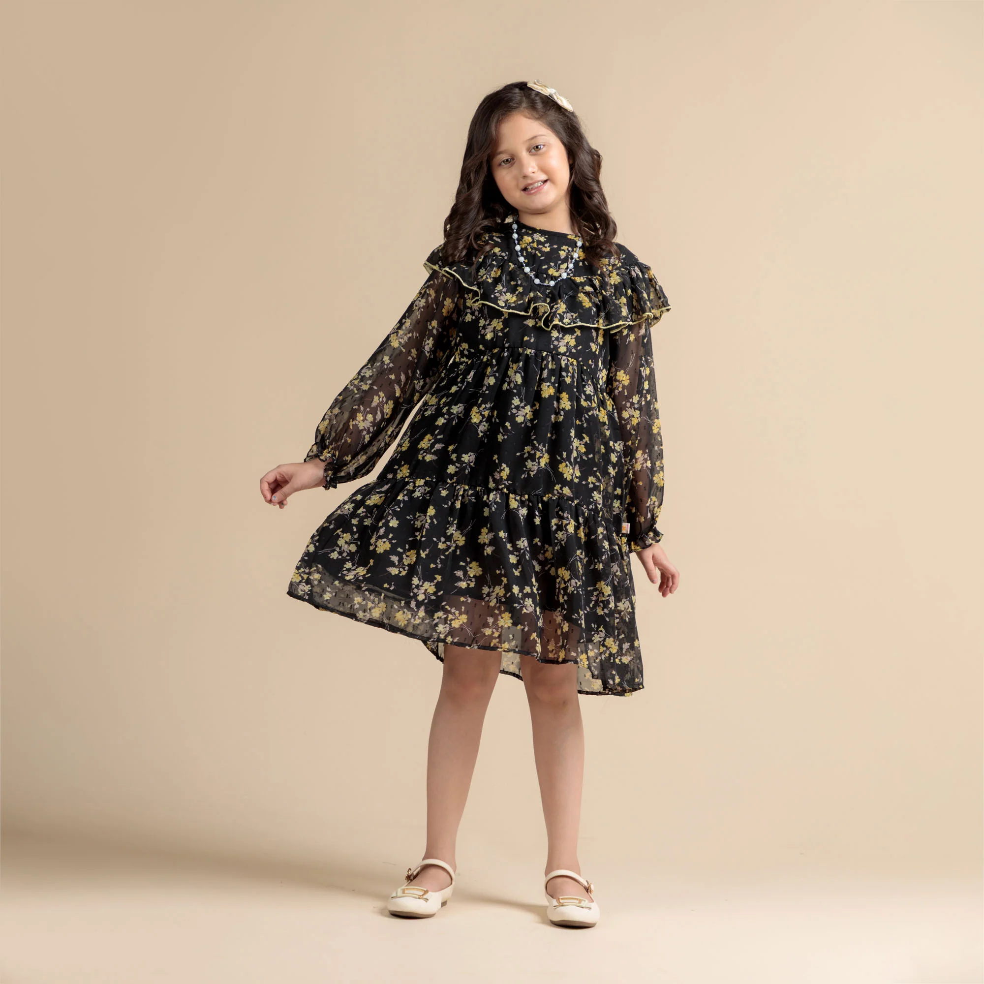Black Dust Floral Frock - Image 3