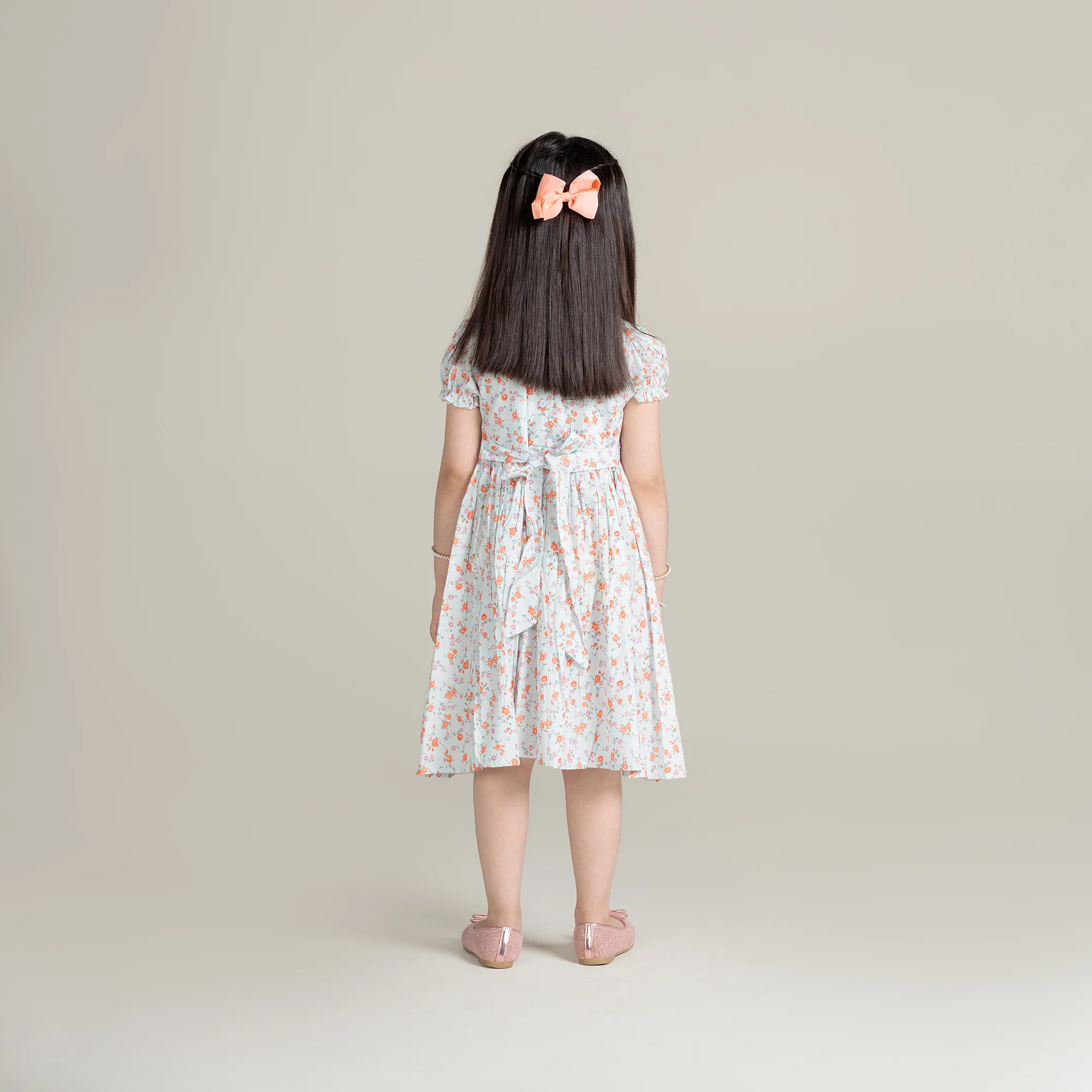 Girls Floral Print Smocked Frock - Image 4