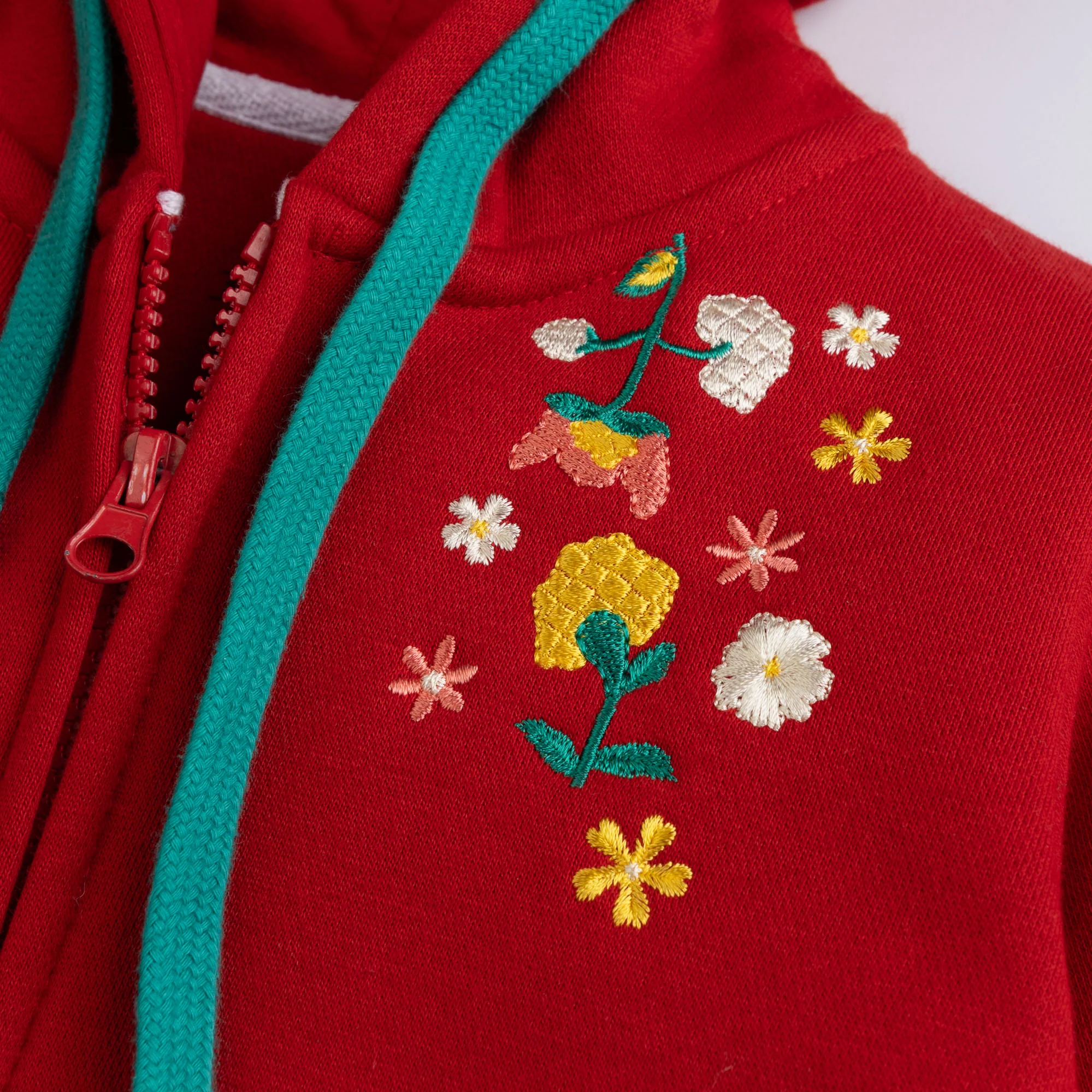 Rosy Red Embroidered Hoodie - Image 2