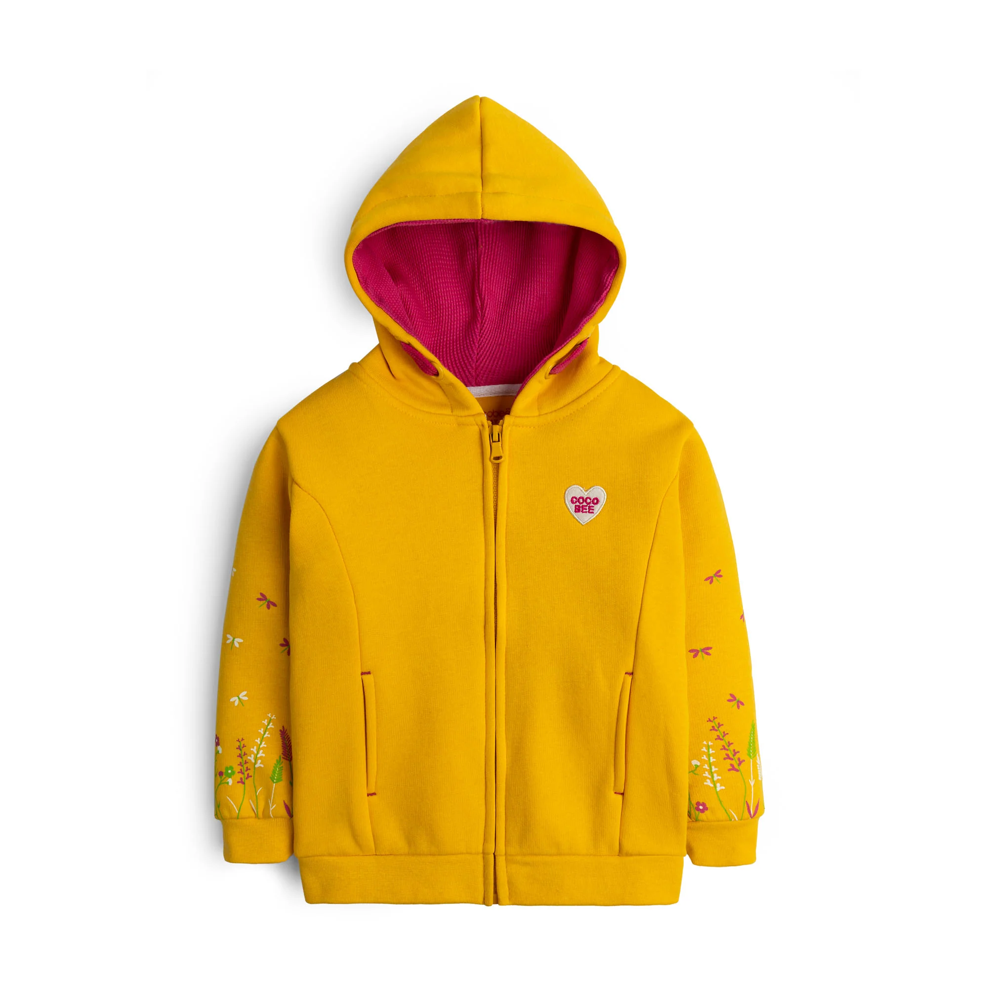 Lively yellow Printed Hoodie