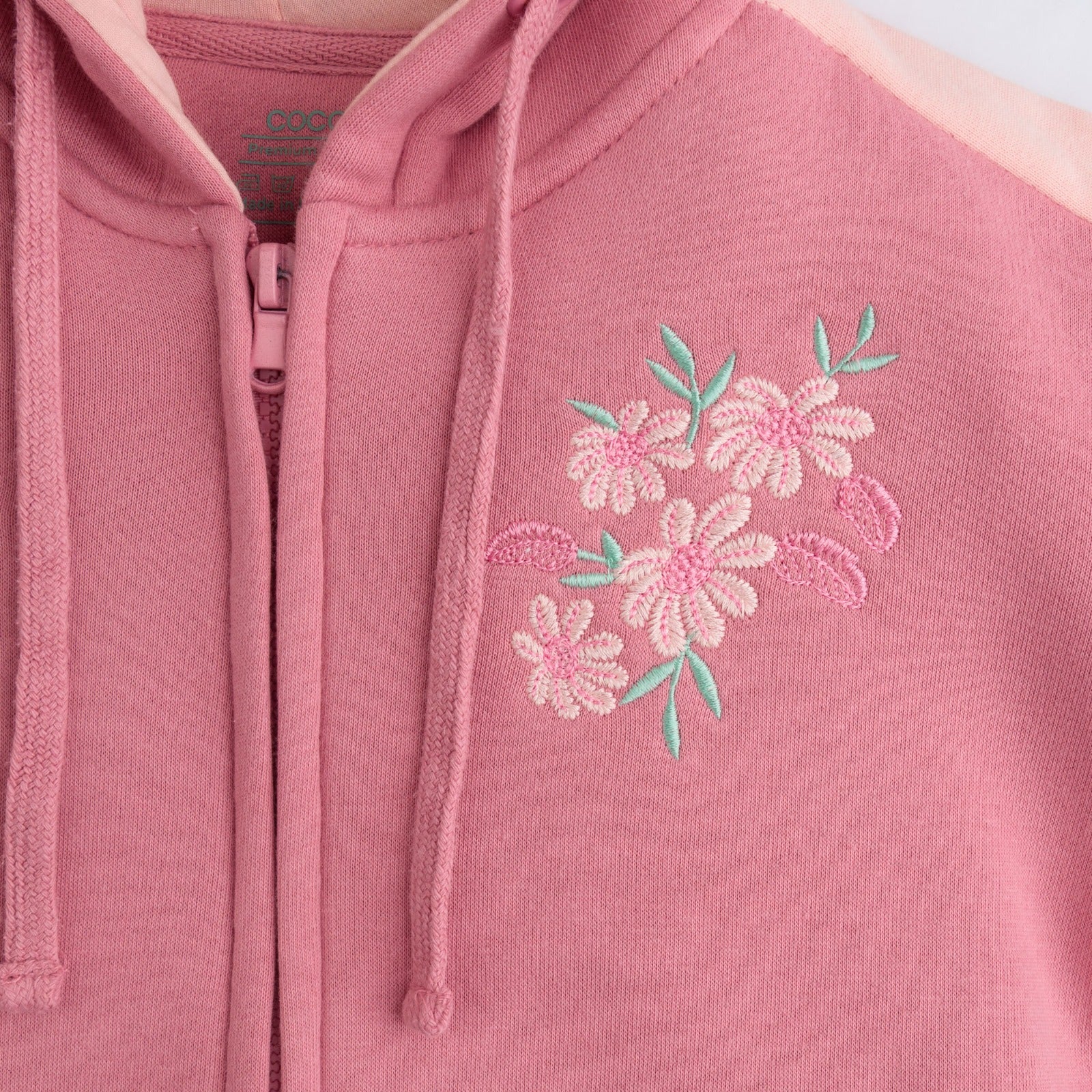 Floral Pink Embroidered Hoodie - Image 2