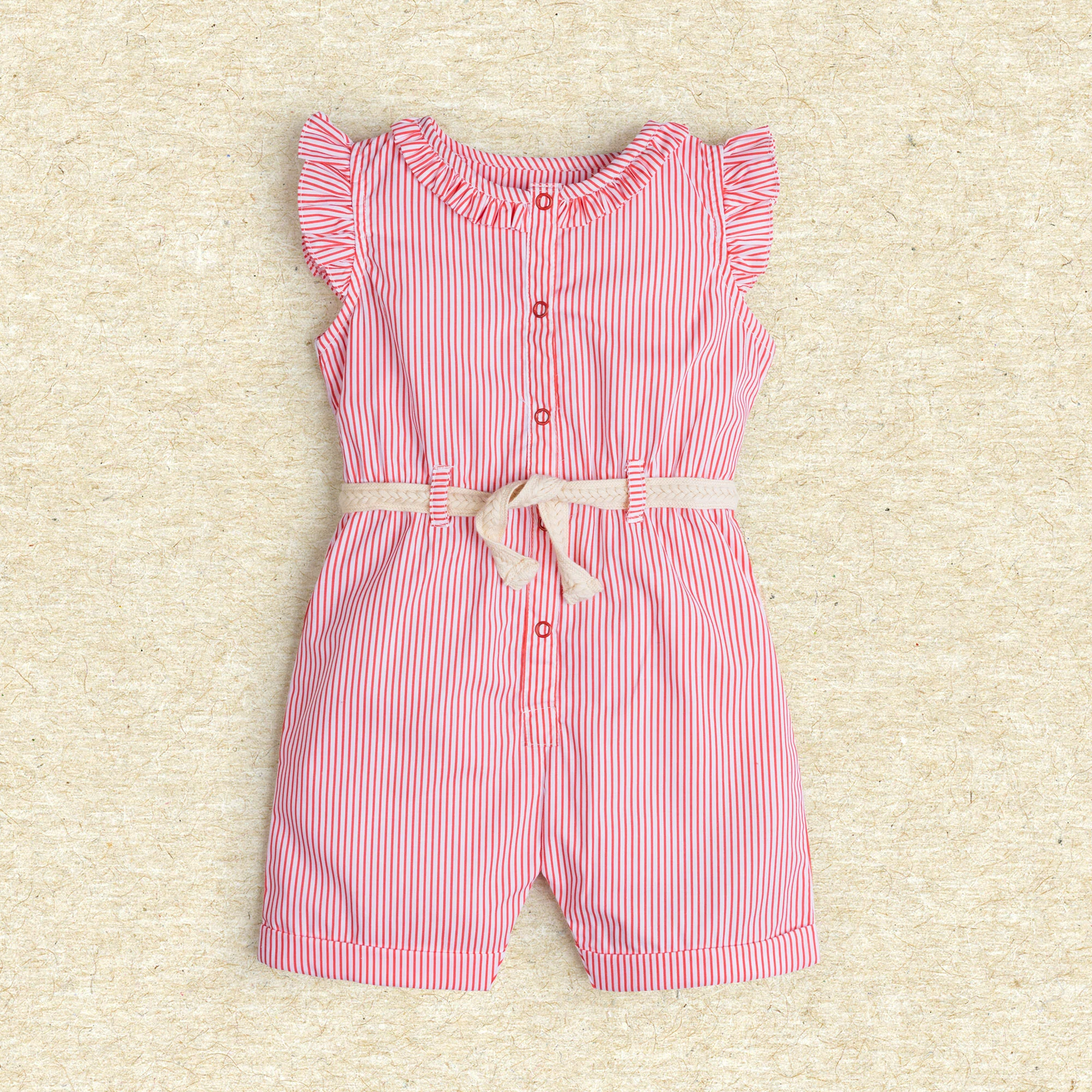 Button Front Striper Jumpsuit
