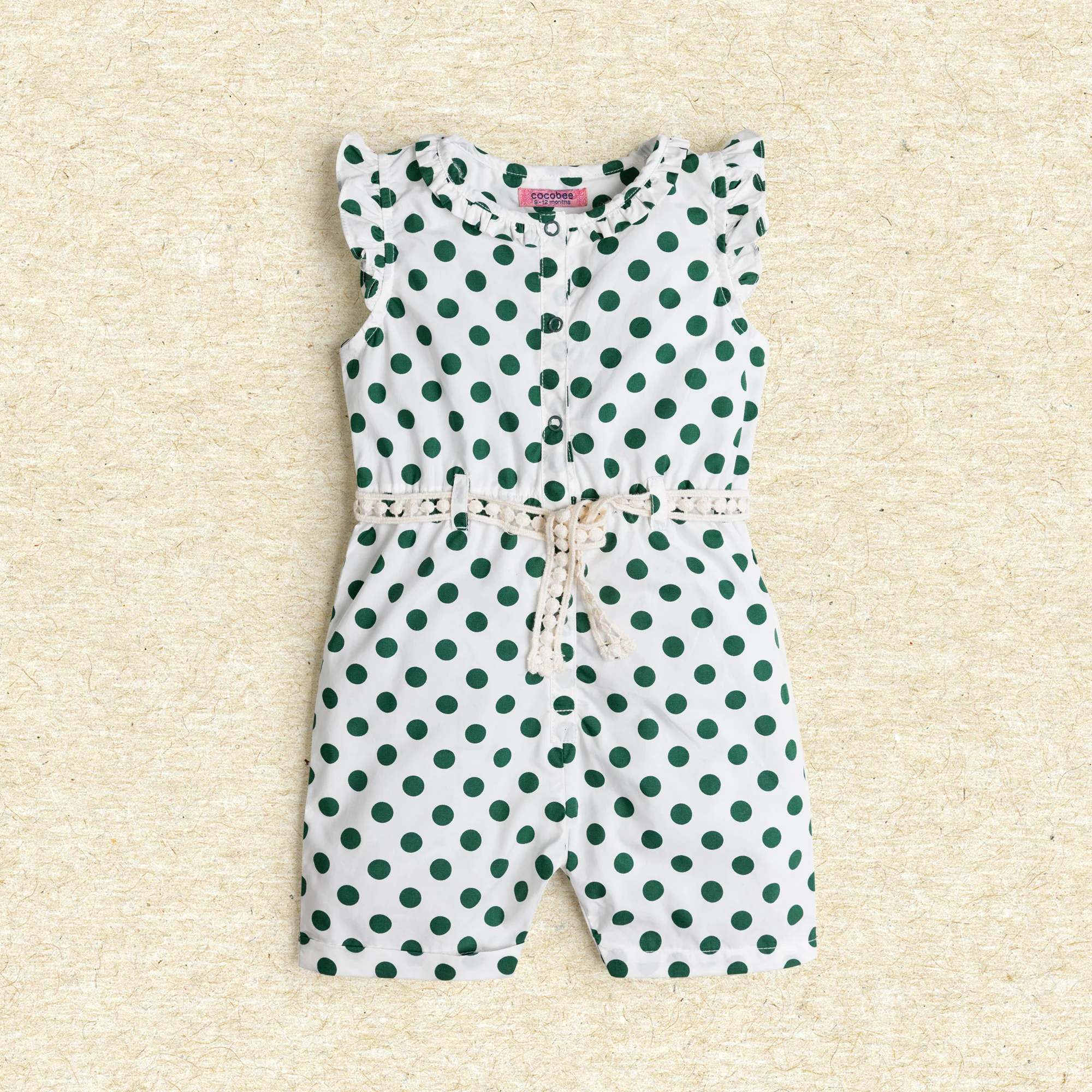 Button Front Polka Print Jumpsuit
