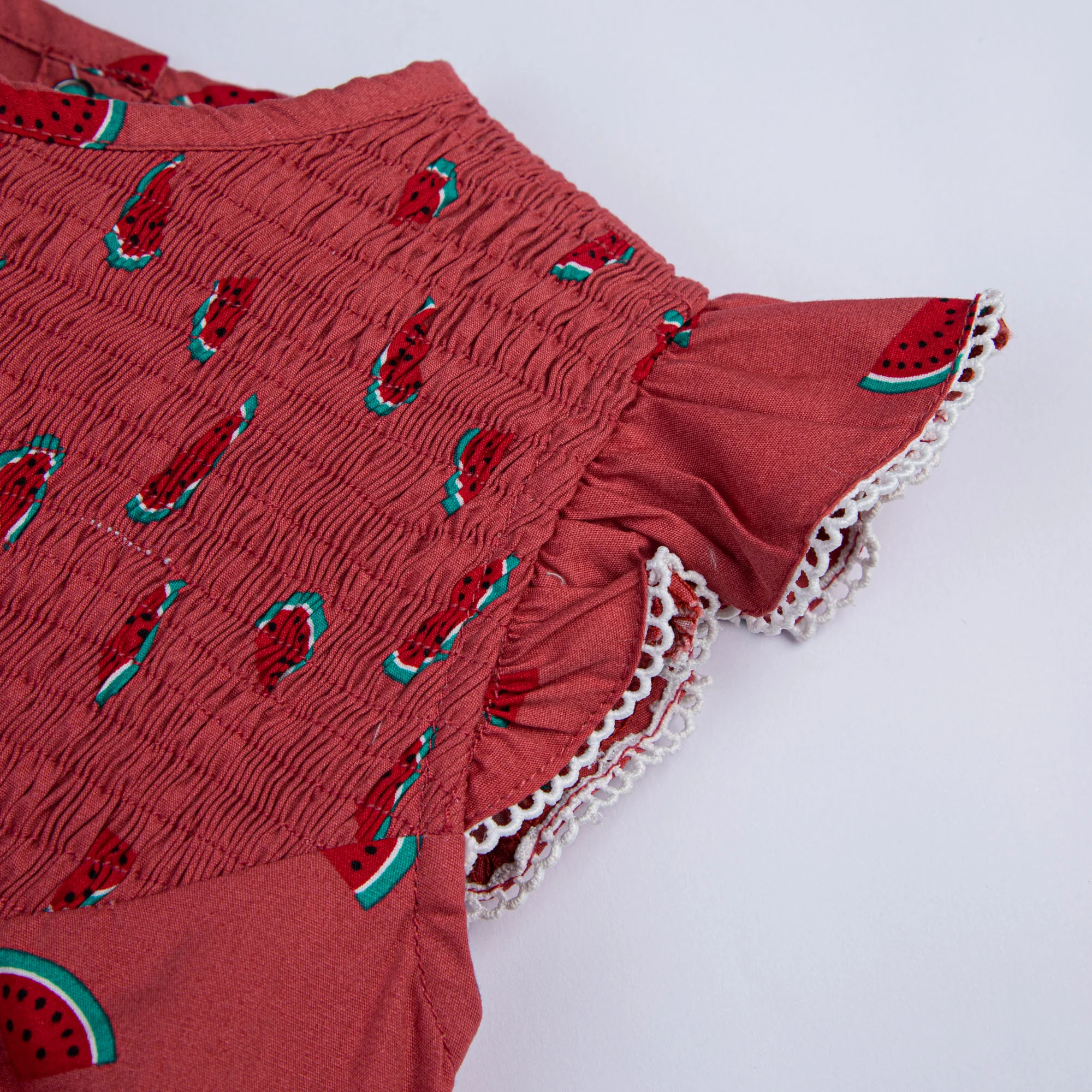 Melon Red Smocked Romper - Image 2
