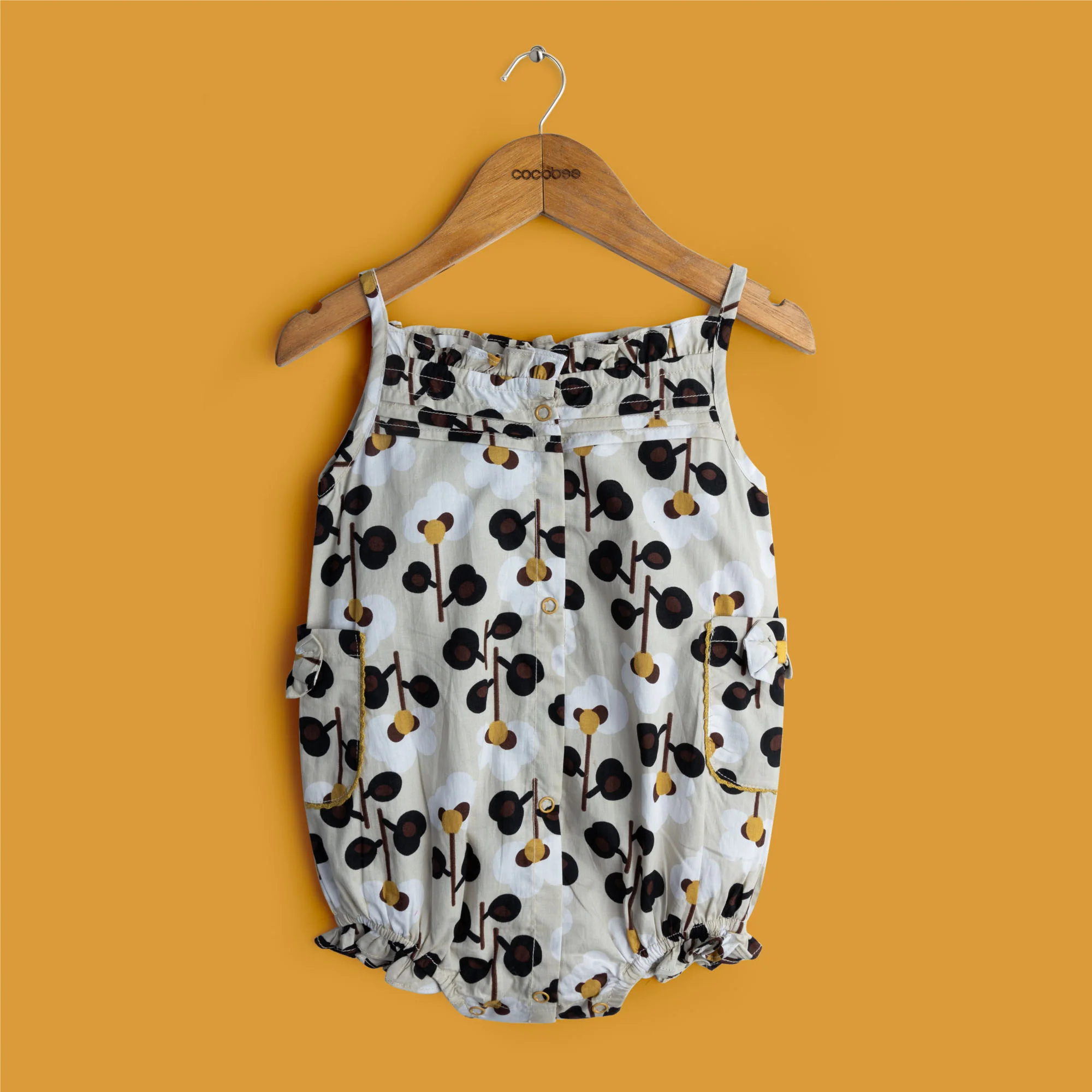 Beige Printed Romper