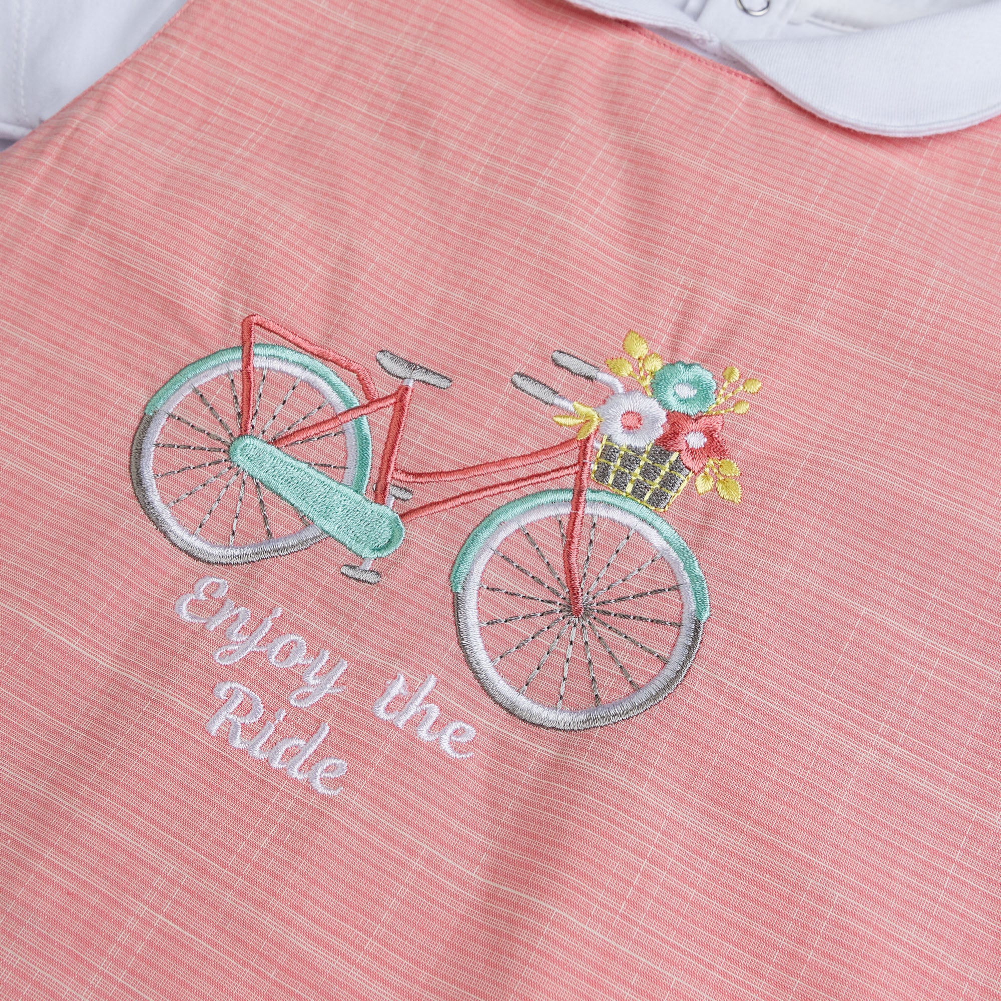 Striping Pink Embroidered Romper - Image 2