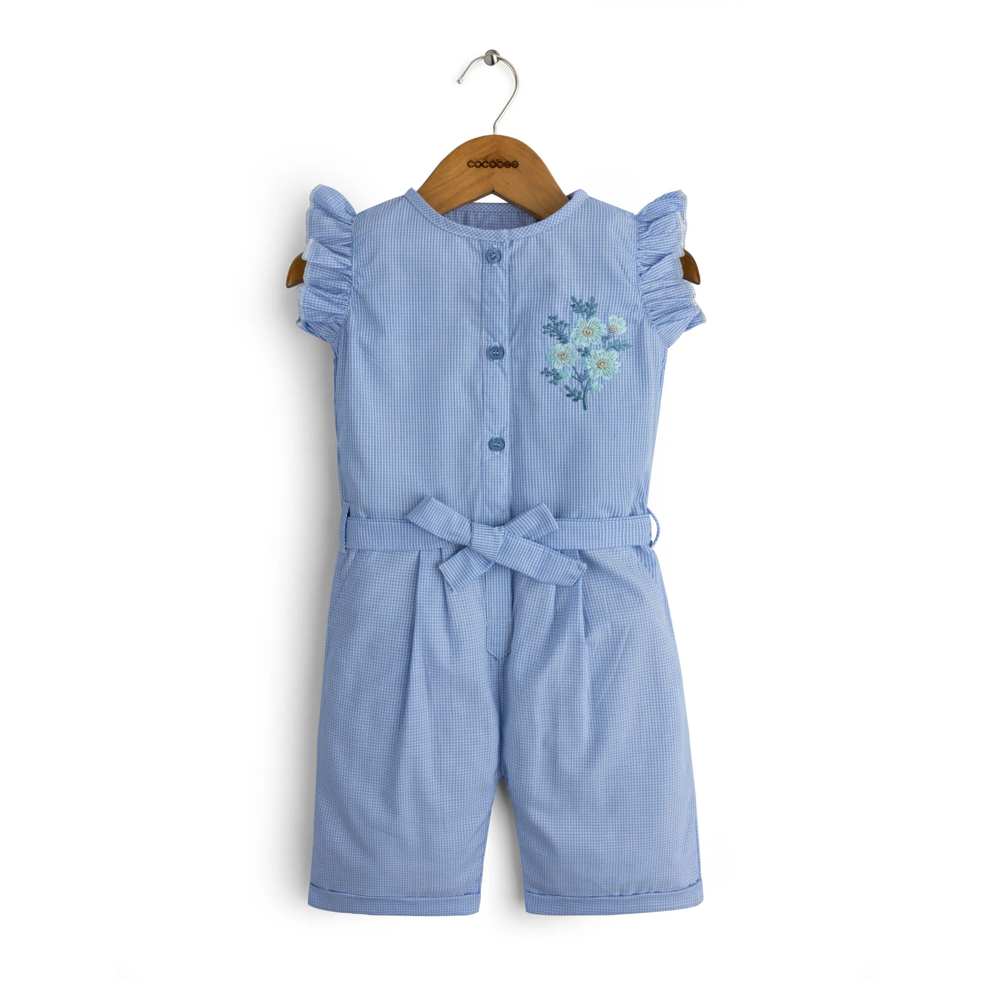 Striper Blue Embroidered Jumpsuit
