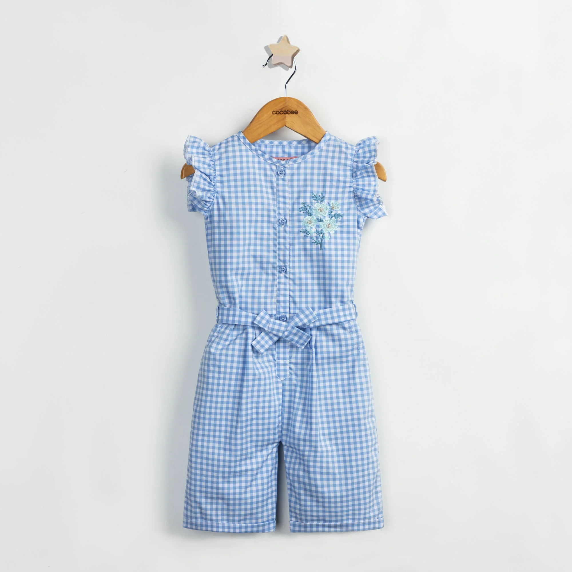 Button-front Embroidered Jumpsuit