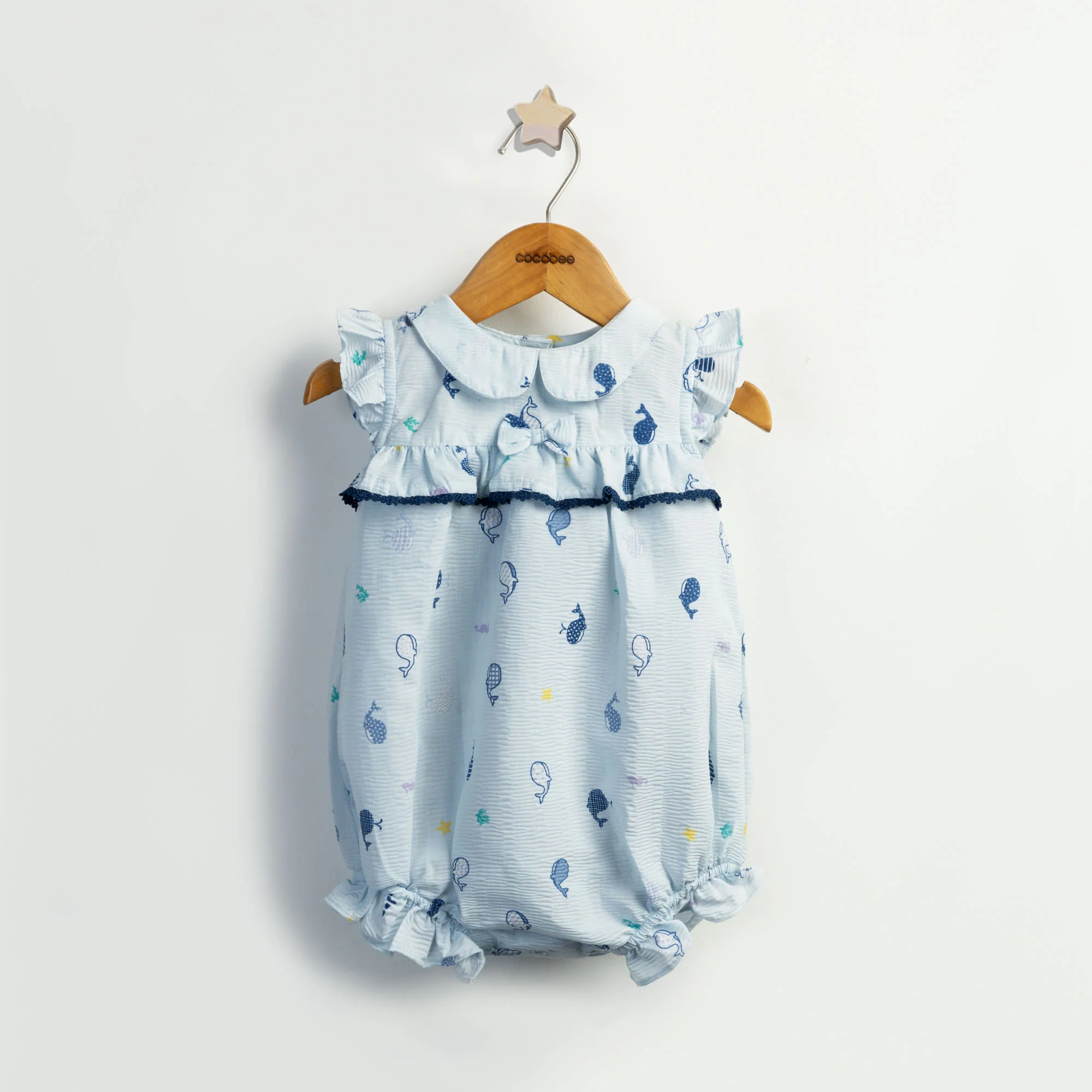 Ice-Blue Printed Romper