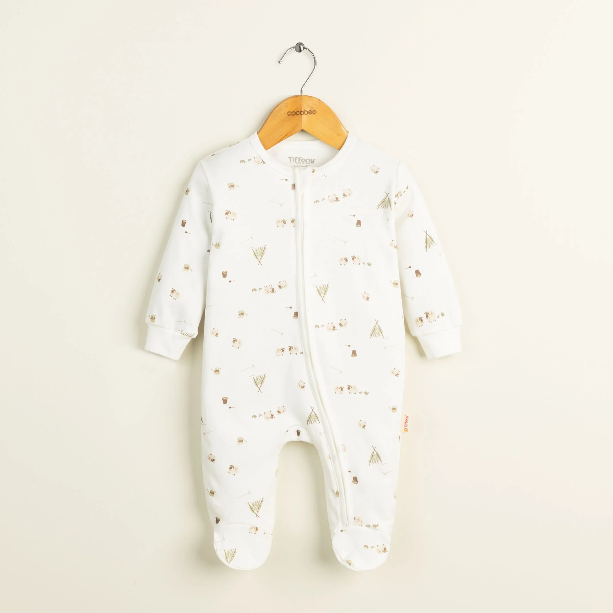 White Safari Trail Footie Romper