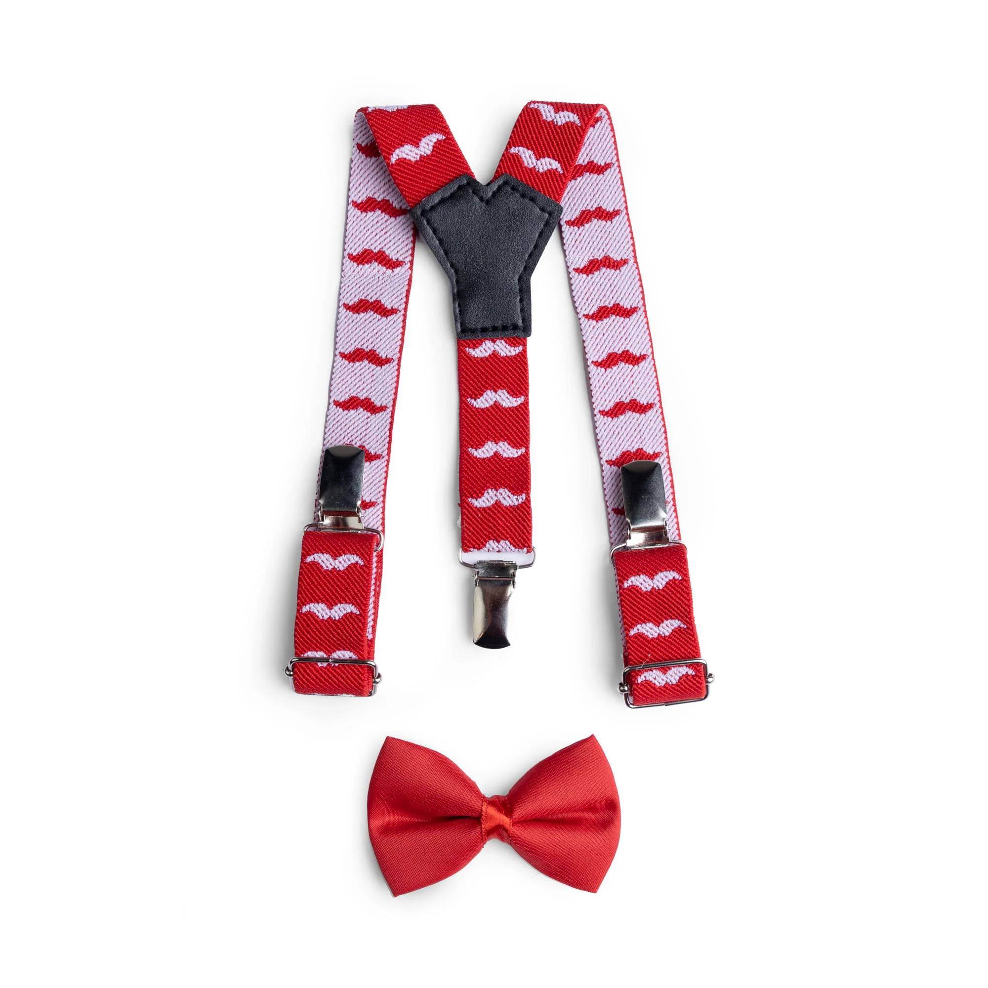 Printed Red Elasticated Suspender Set