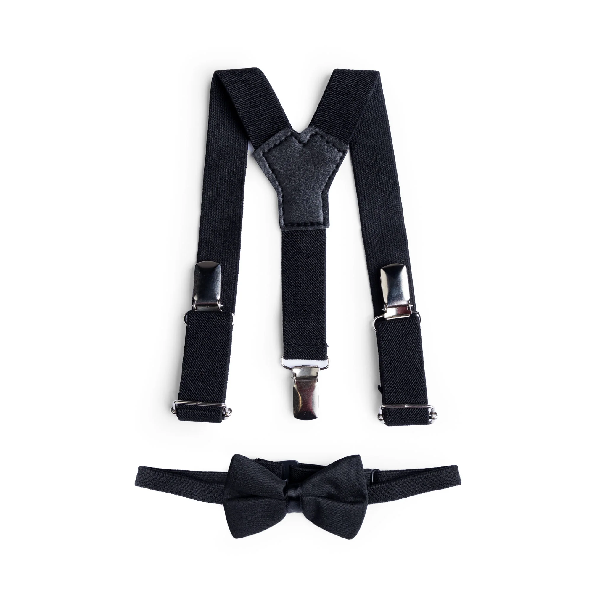 Solid Black Elasticated Suspender Set