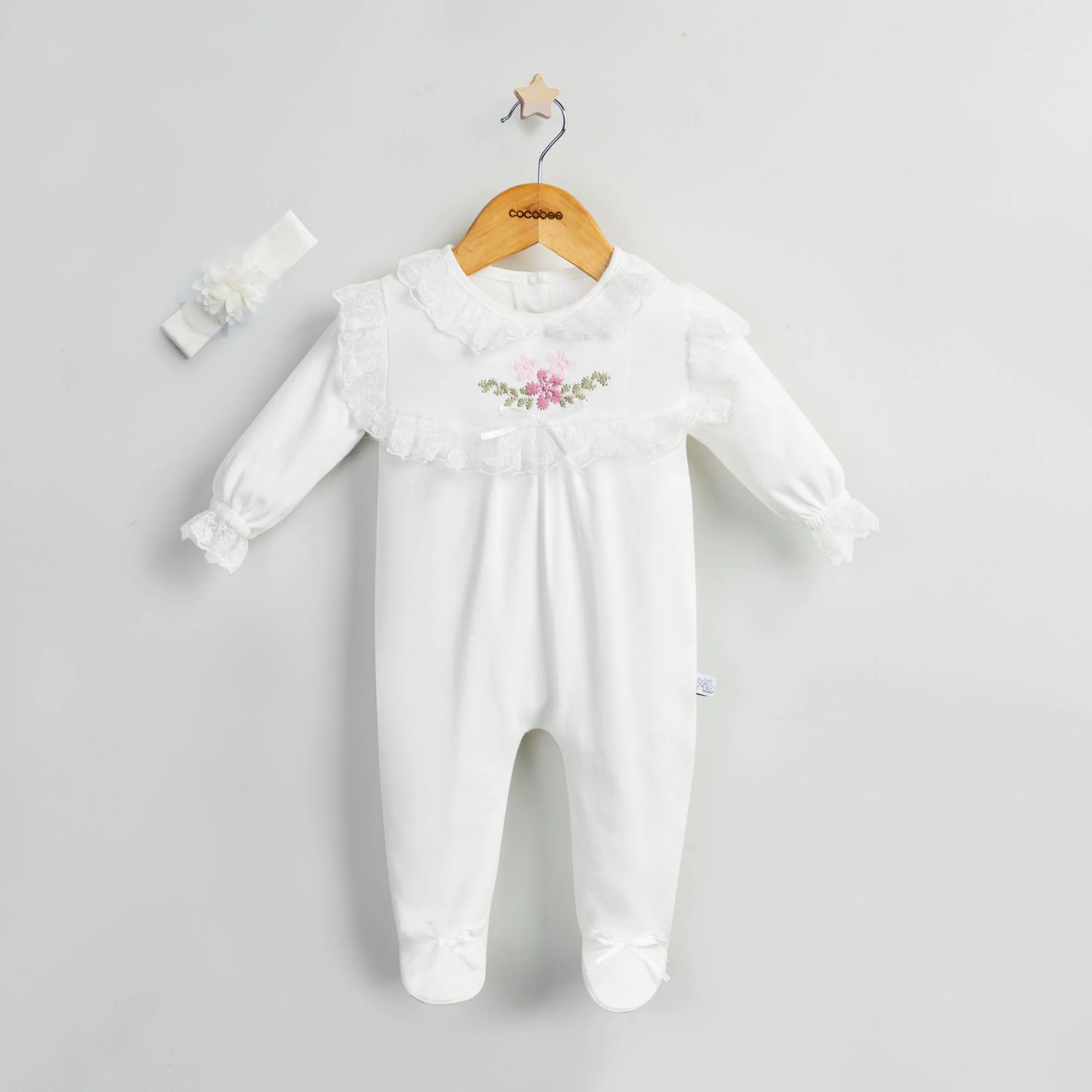 White Crisp Romper with Hairband