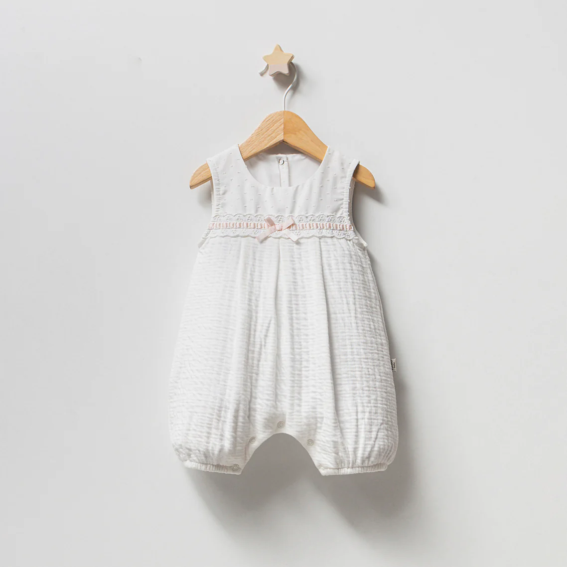 Patterned White Girls Romper