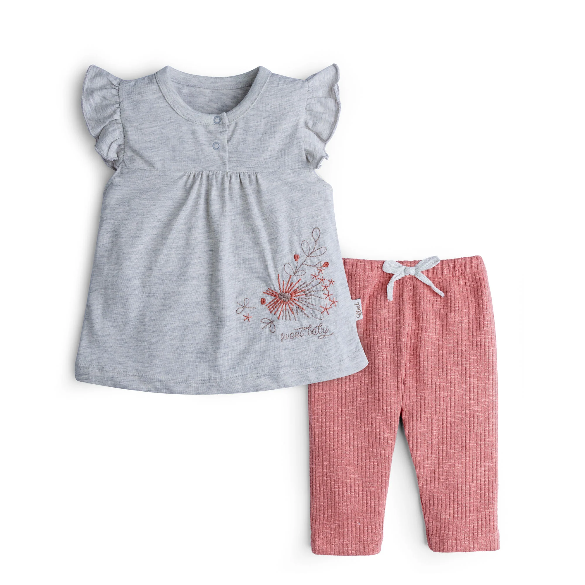 Infant Grey Embroidered Two Pack