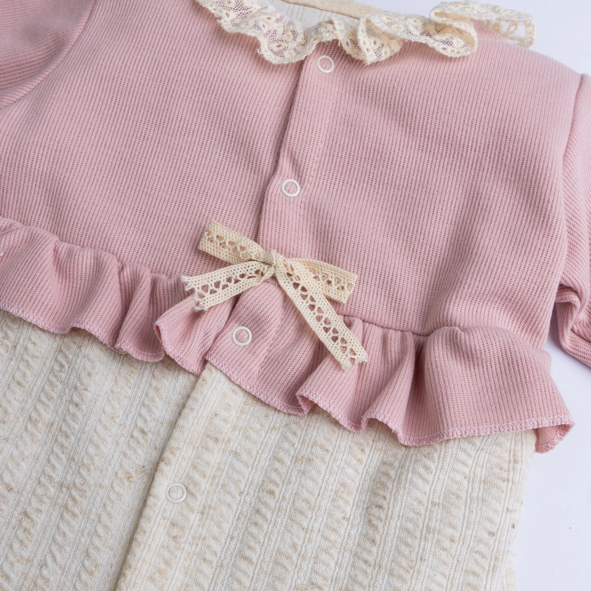 Frilly Self Footie Romper-Pink - Image 2