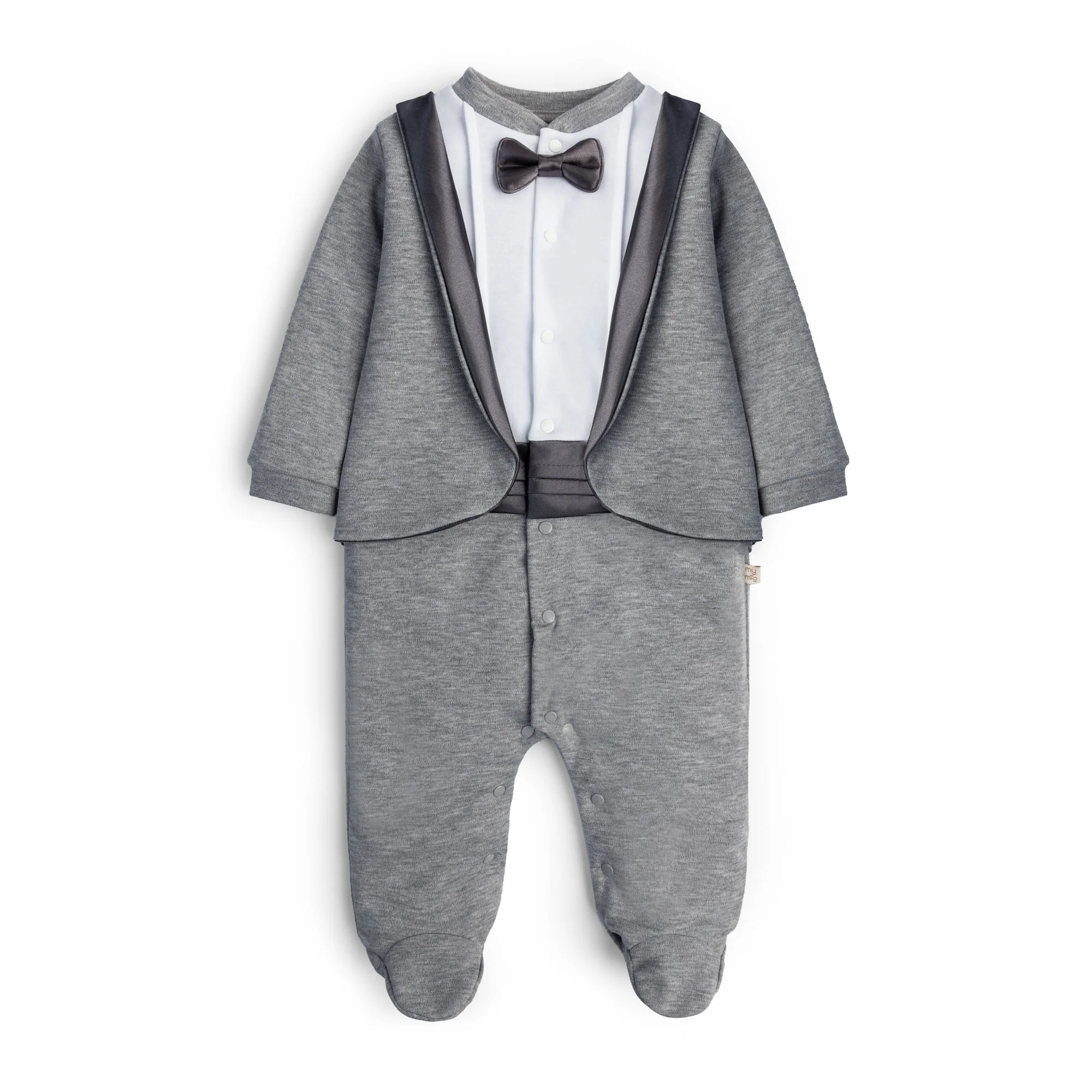 Slate grey Tuxedo Footie Romper