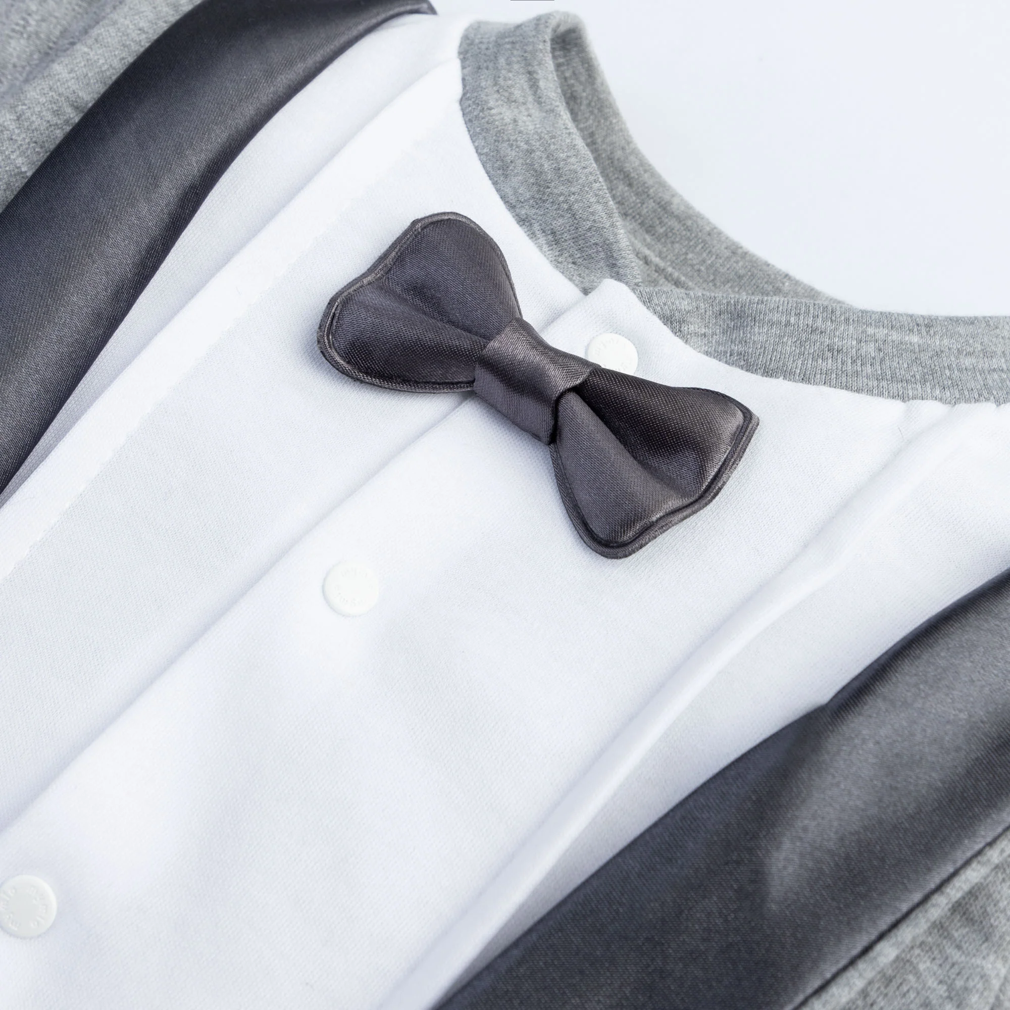 Slate grey Tuxedo Footie Romper - Image 2