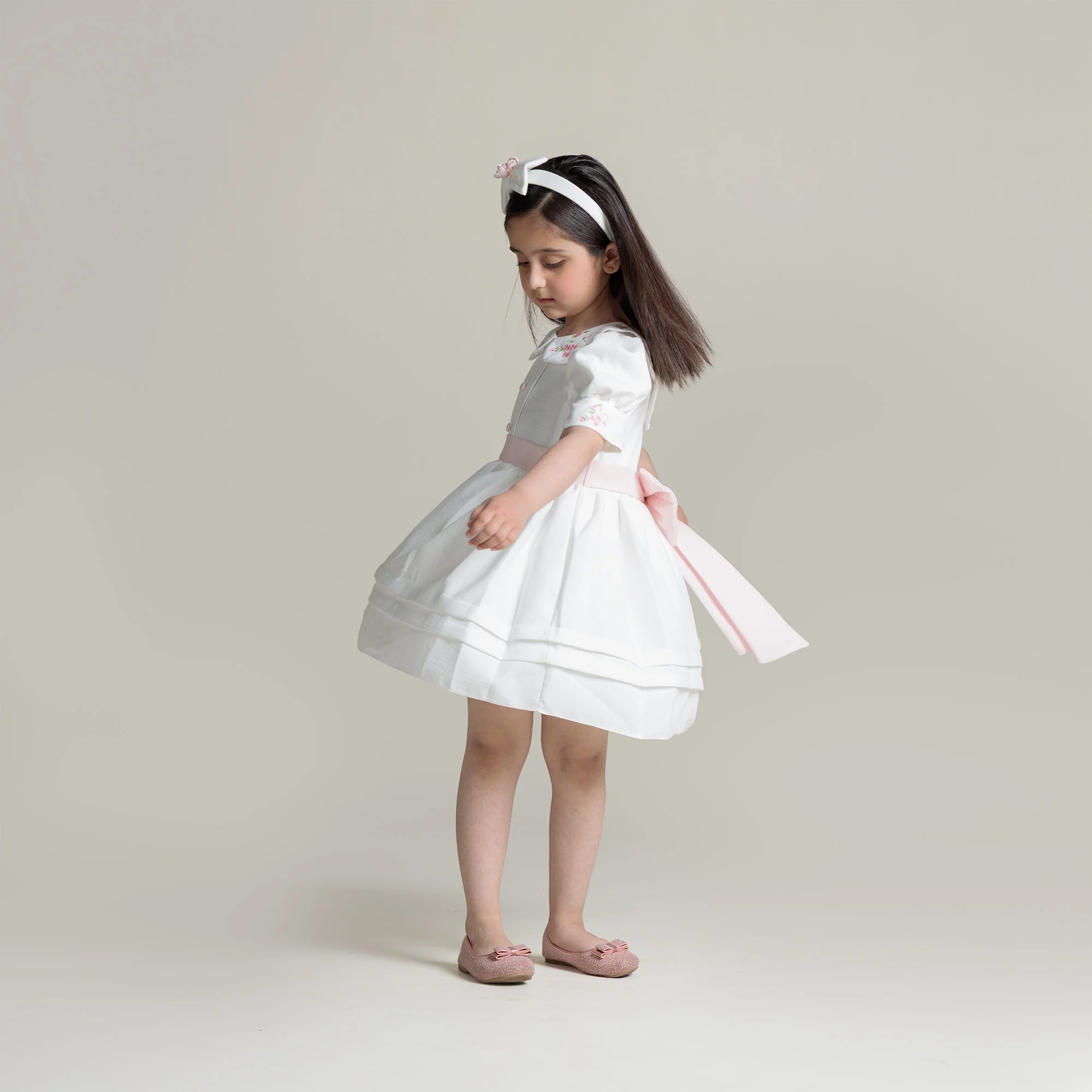 Blossom Collar White Frock - Image 3